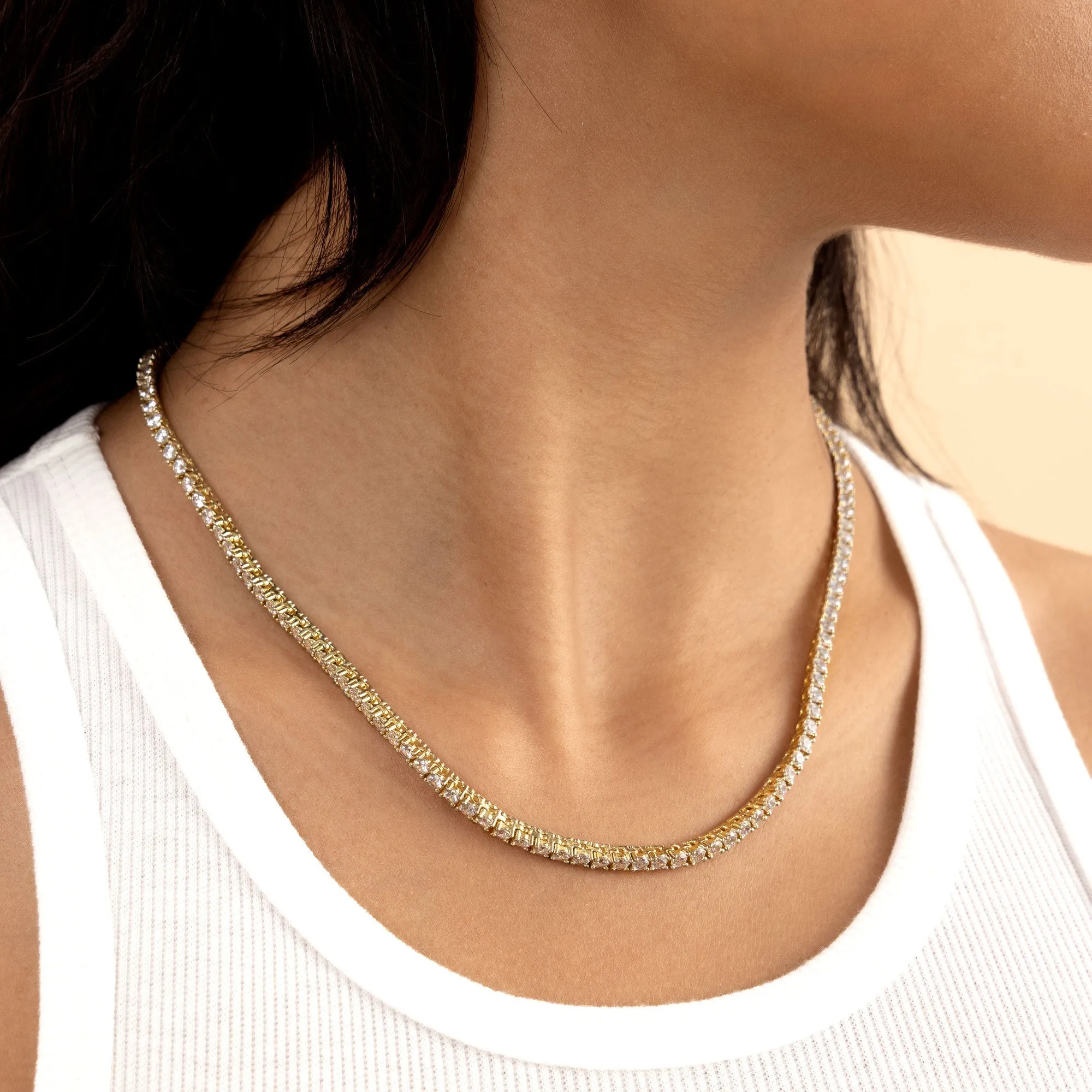 Iced Yellow Gold Tennis Chain - 3mm