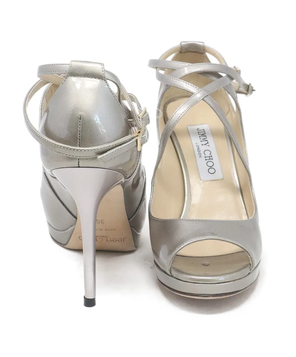 Jimmy Choo Silver Patent Leather Heels sz 5