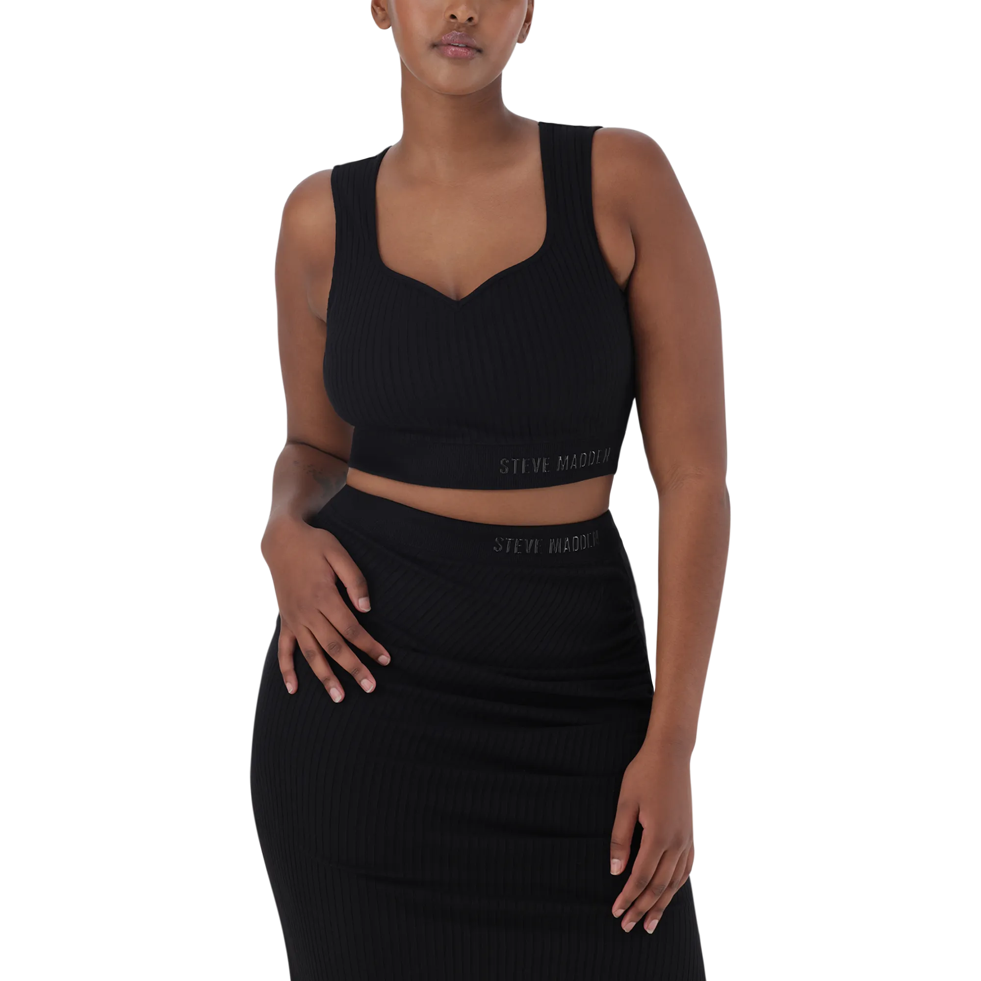 JUANTE BLACK SWEETHEART SLEEVELESS CROPPED TOP