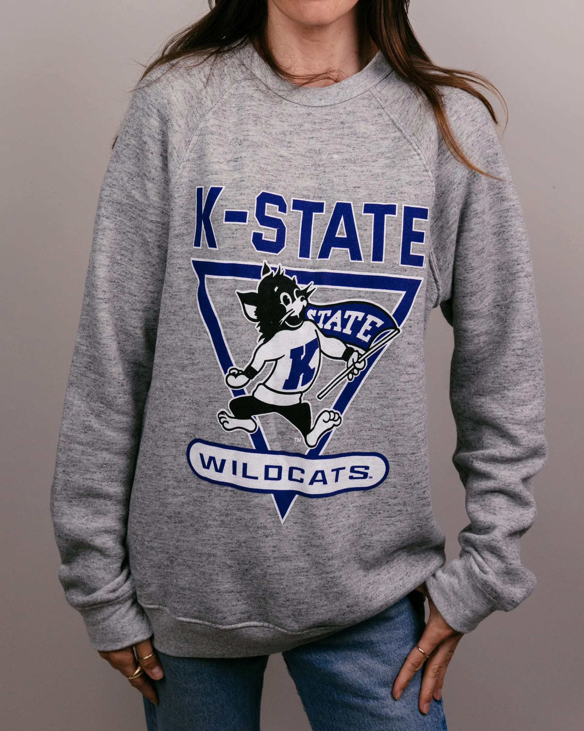 K-State Victory Wildcats Athletic Grey Crewneck