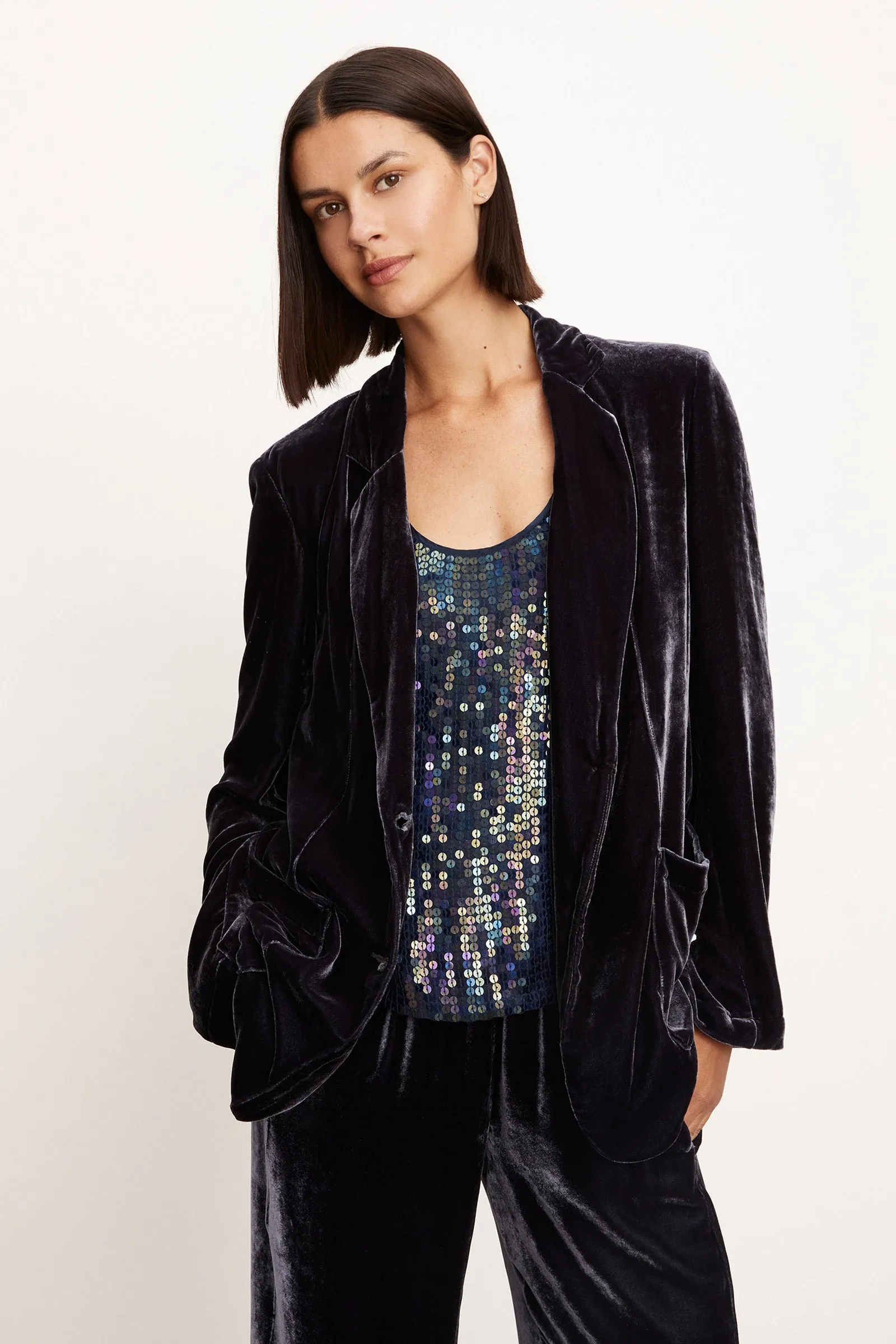 Kyla Silk-Blended Velvet Blazer