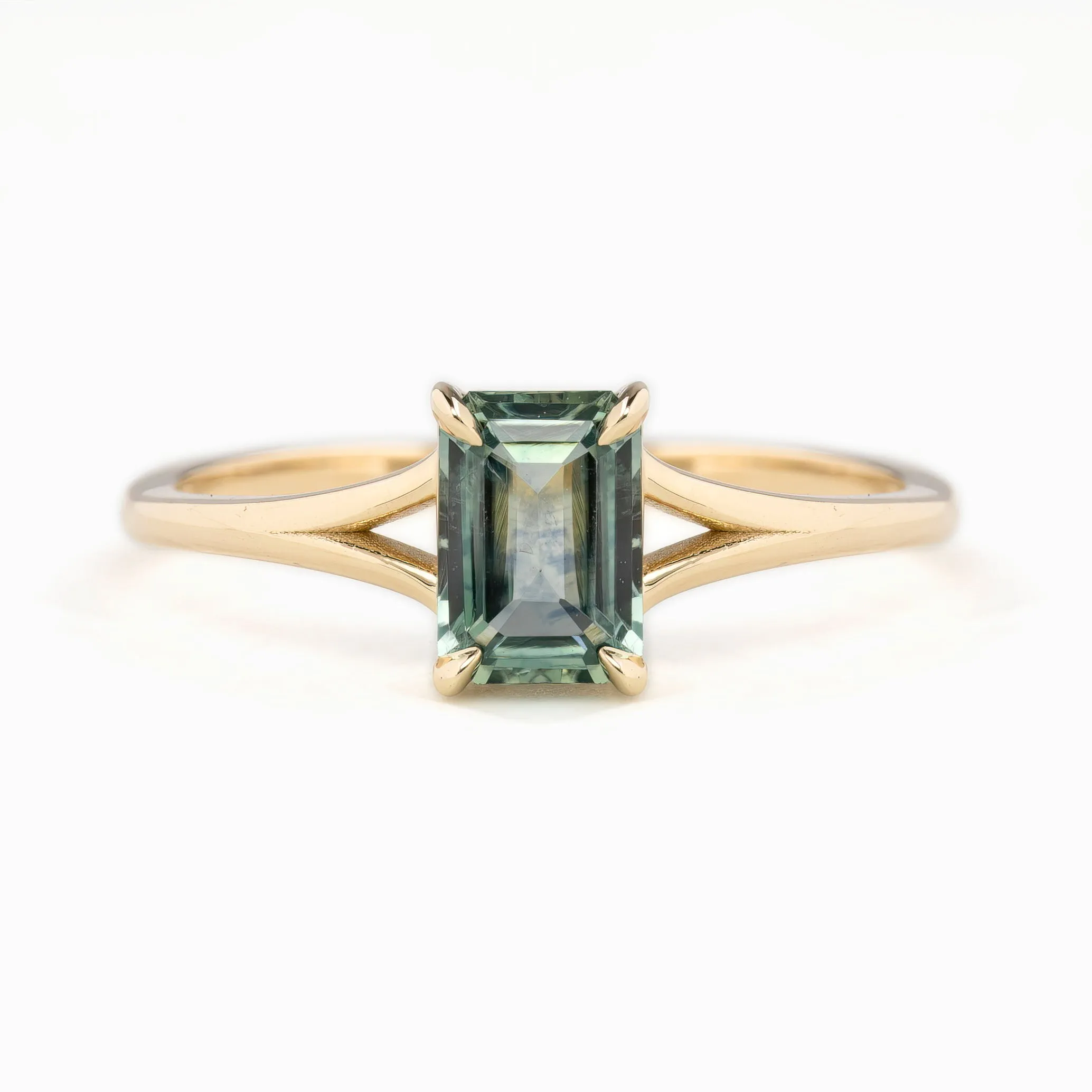 Kylie Ring 1.15ct Light Green Montana Sapphire, 14k Yellow Gold (One of a kind)