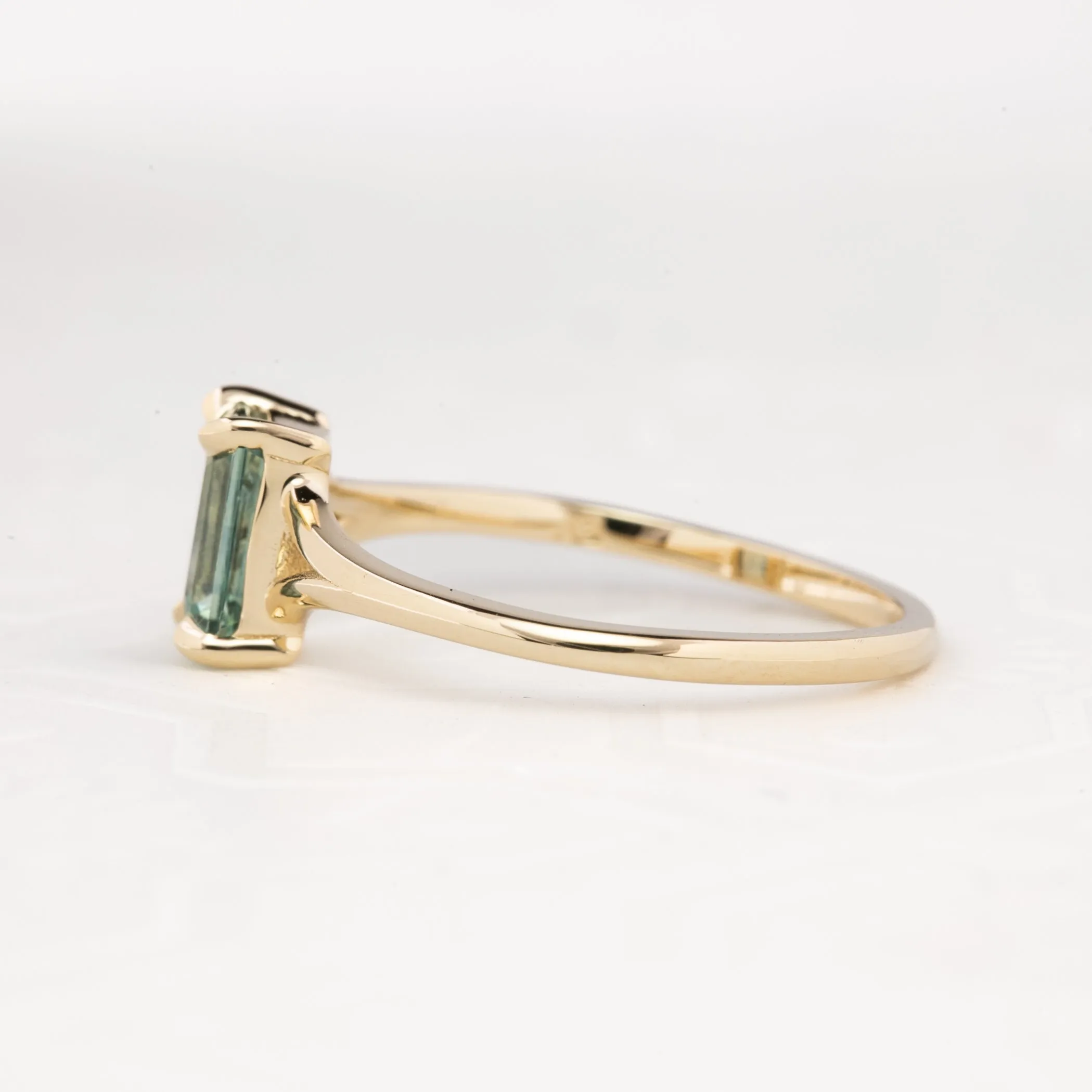 Kylie Ring 1.15ct Light Green Montana Sapphire, 14k Yellow Gold (One of a kind)