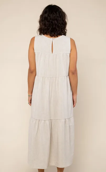 Lake Sleeveless Tiered Dress in Natural