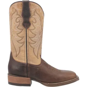 'Laredo' Women's 11 Delaney Western Square Toe - Dark Brown / Bone