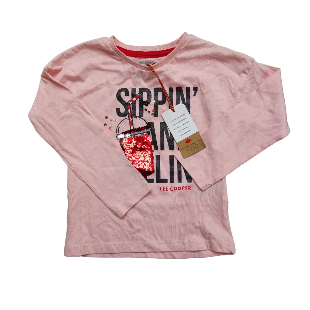 Lee Cooper Pink Sequins Long Sleeve Shirt (5 - 6 Years) | Brand New |