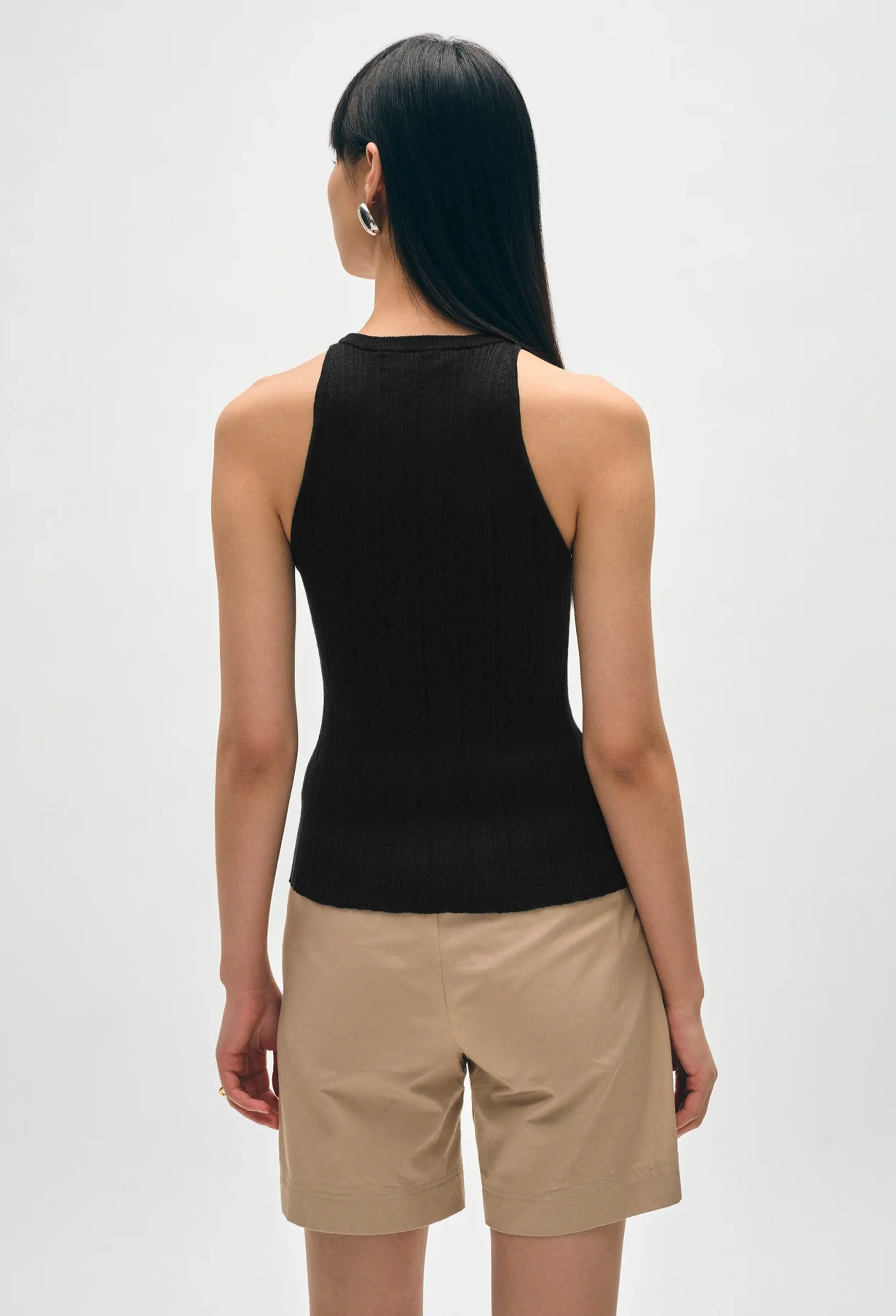 Linen Ribbed Cut In Tank