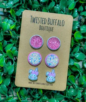 Little Bunny Foo Foo Collection Druzy 12mm Earrings Set