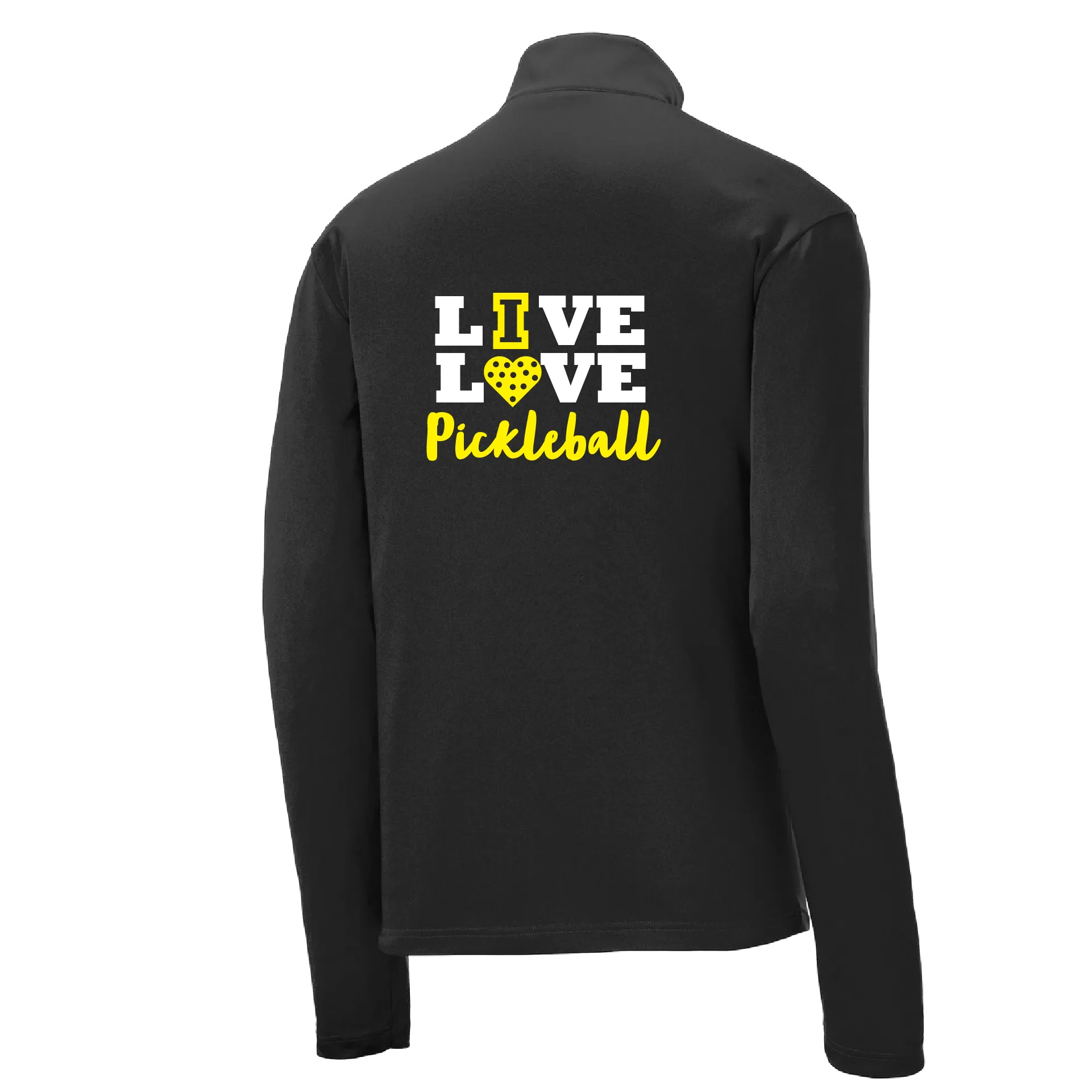 Live Love Pickleball | Men's 1/4 Zip Long Sleeve Pullover Athletic Shirt | 100% Polyester