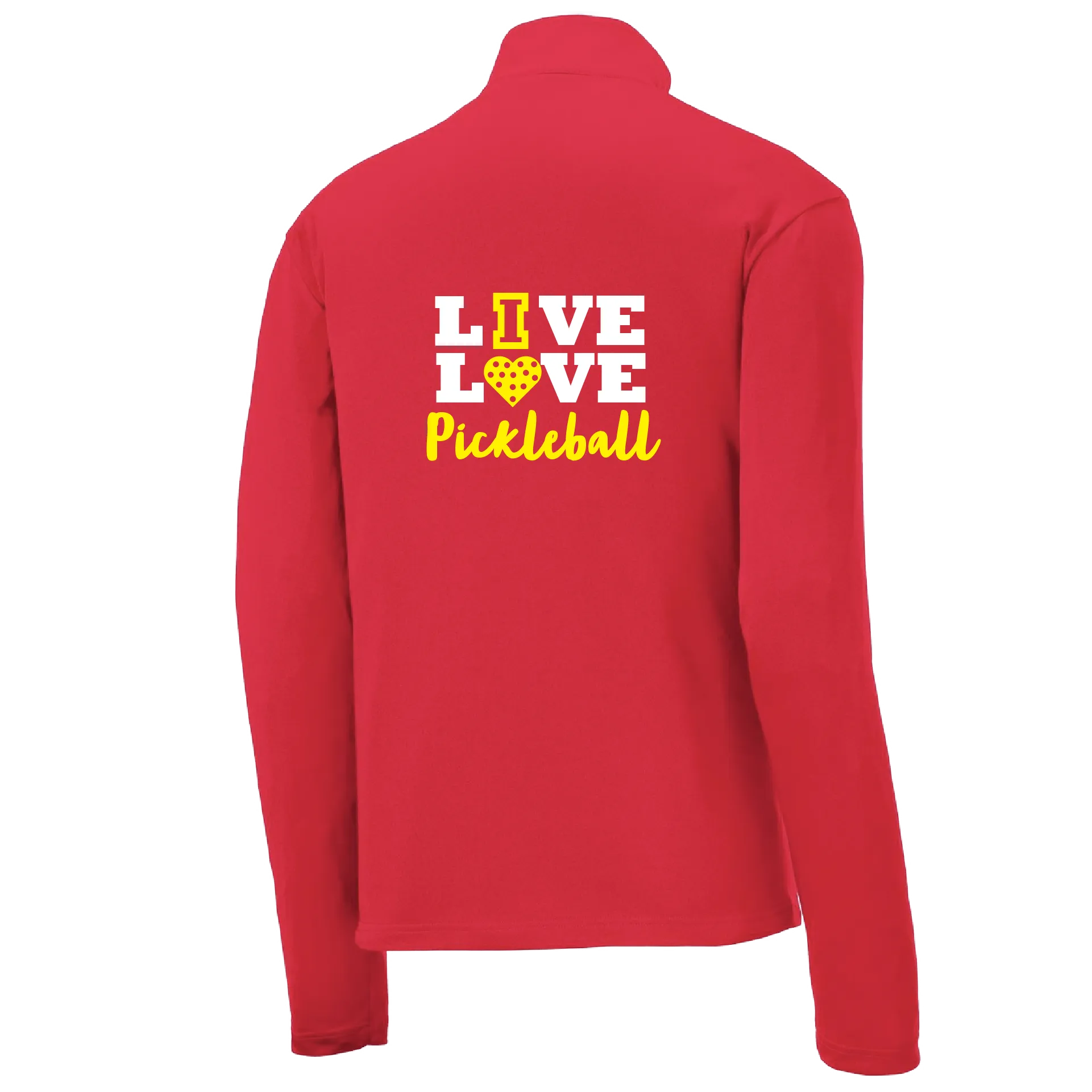 Live Love Pickleball | Men's 1/4 Zip Long Sleeve Pullover Athletic Shirt | 100% Polyester