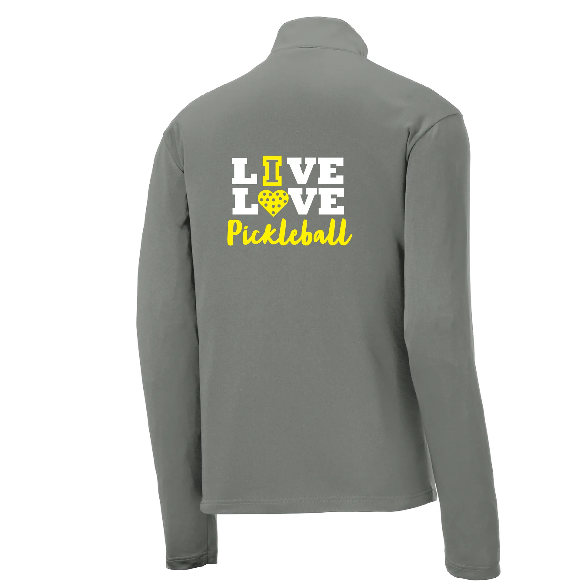 Live Love Pickleball | Men's 1/4 Zip Long Sleeve Pullover Athletic Shirt | 100% Polyester