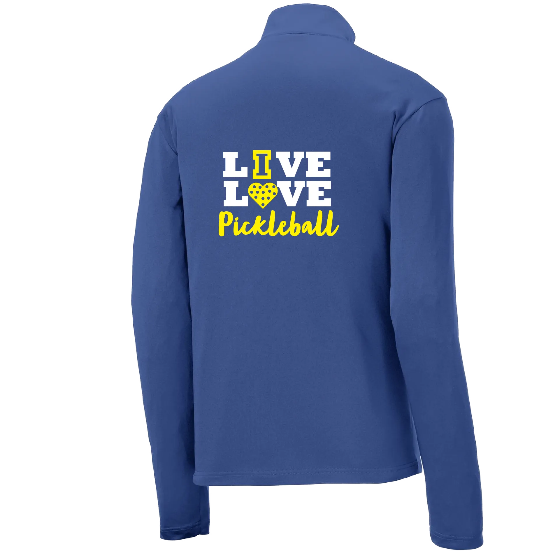 Live Love Pickleball | Men's 1/4 Zip Long Sleeve Pullover Athletic Shirt | 100% Polyester