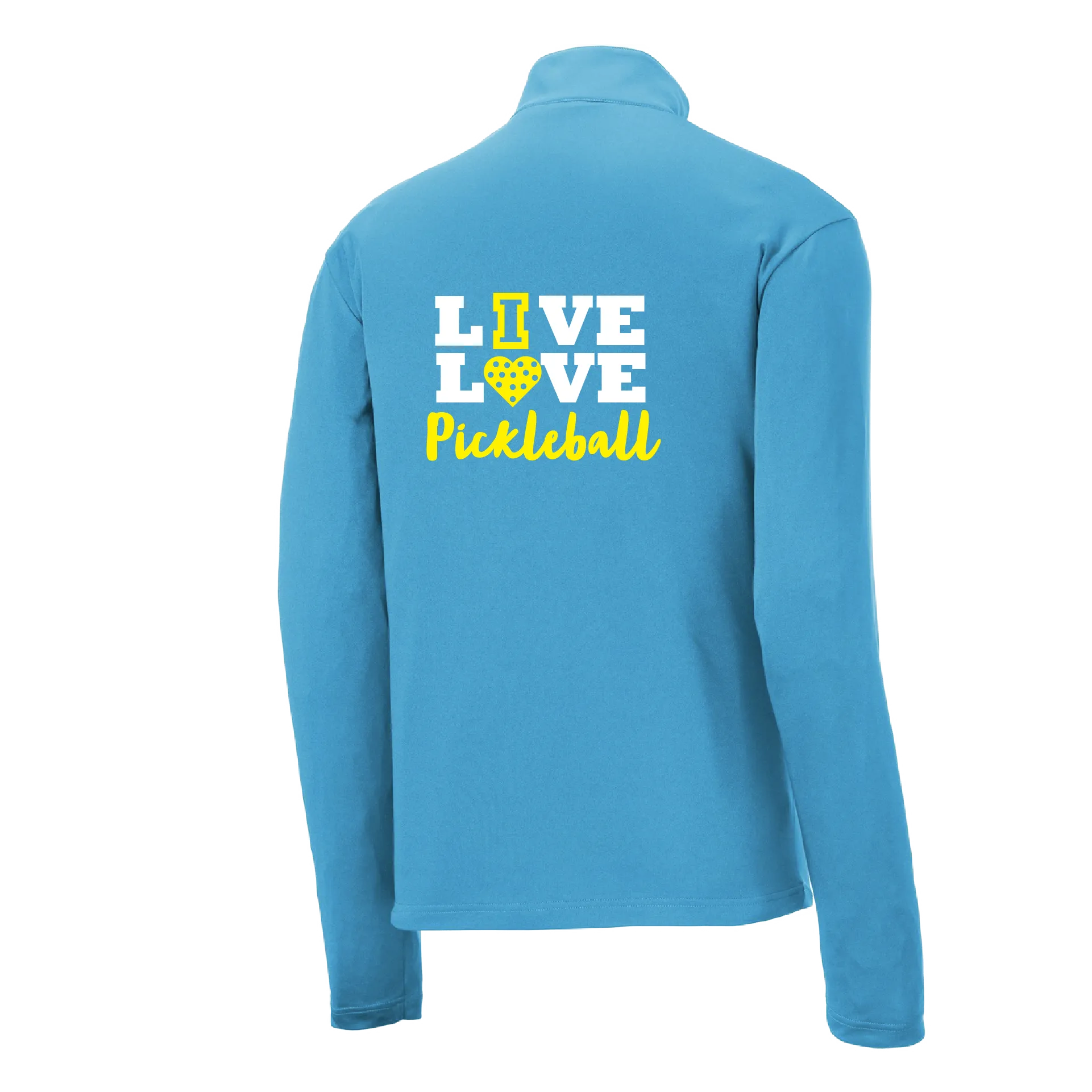 Live Love Pickleball | Men's 1/4 Zip Long Sleeve Pullover Athletic Shirt | 100% Polyester