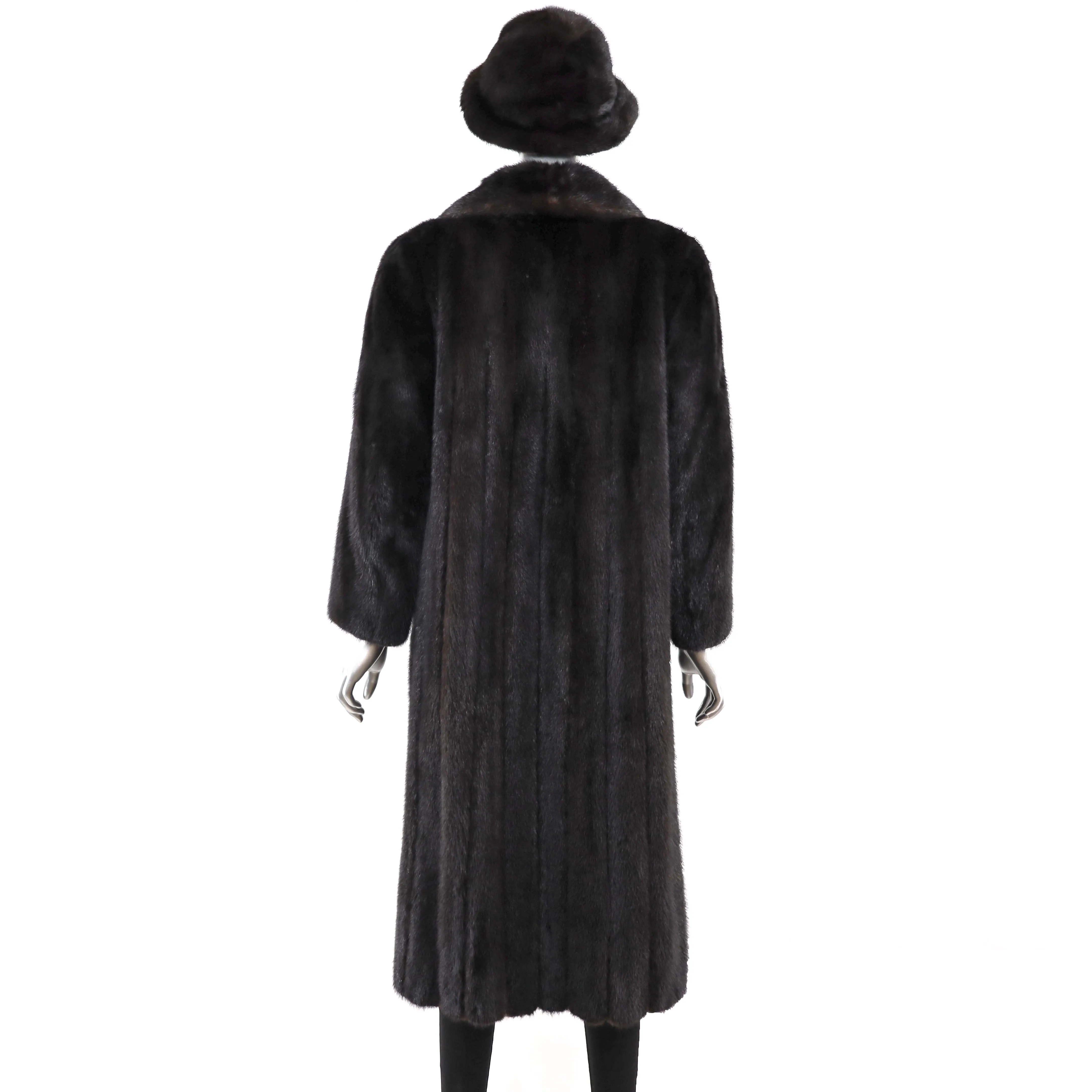 Mahogany Mink Coat with Matching Hat- Size M