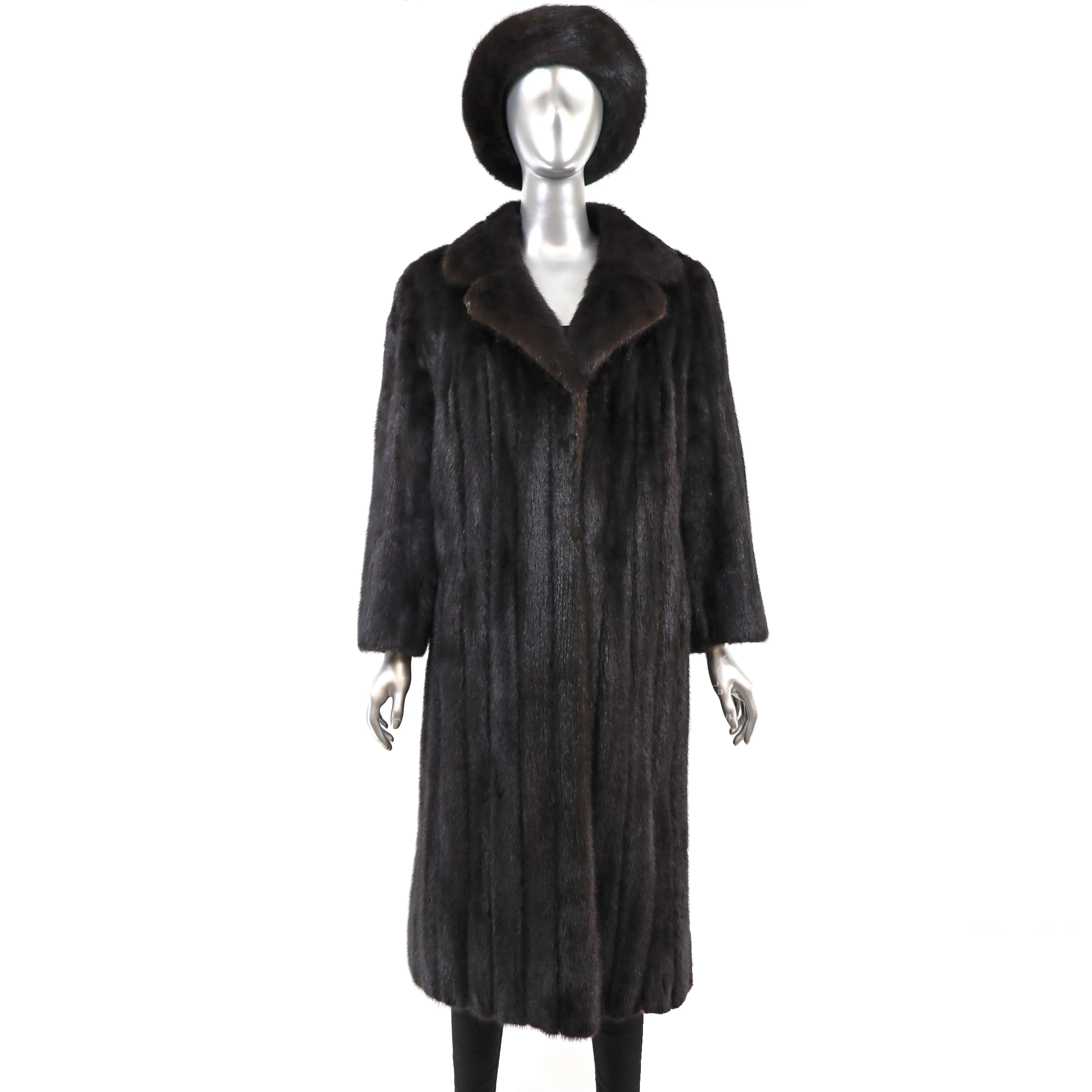 Mahogany Mink Coat with Matching Hat- Size M