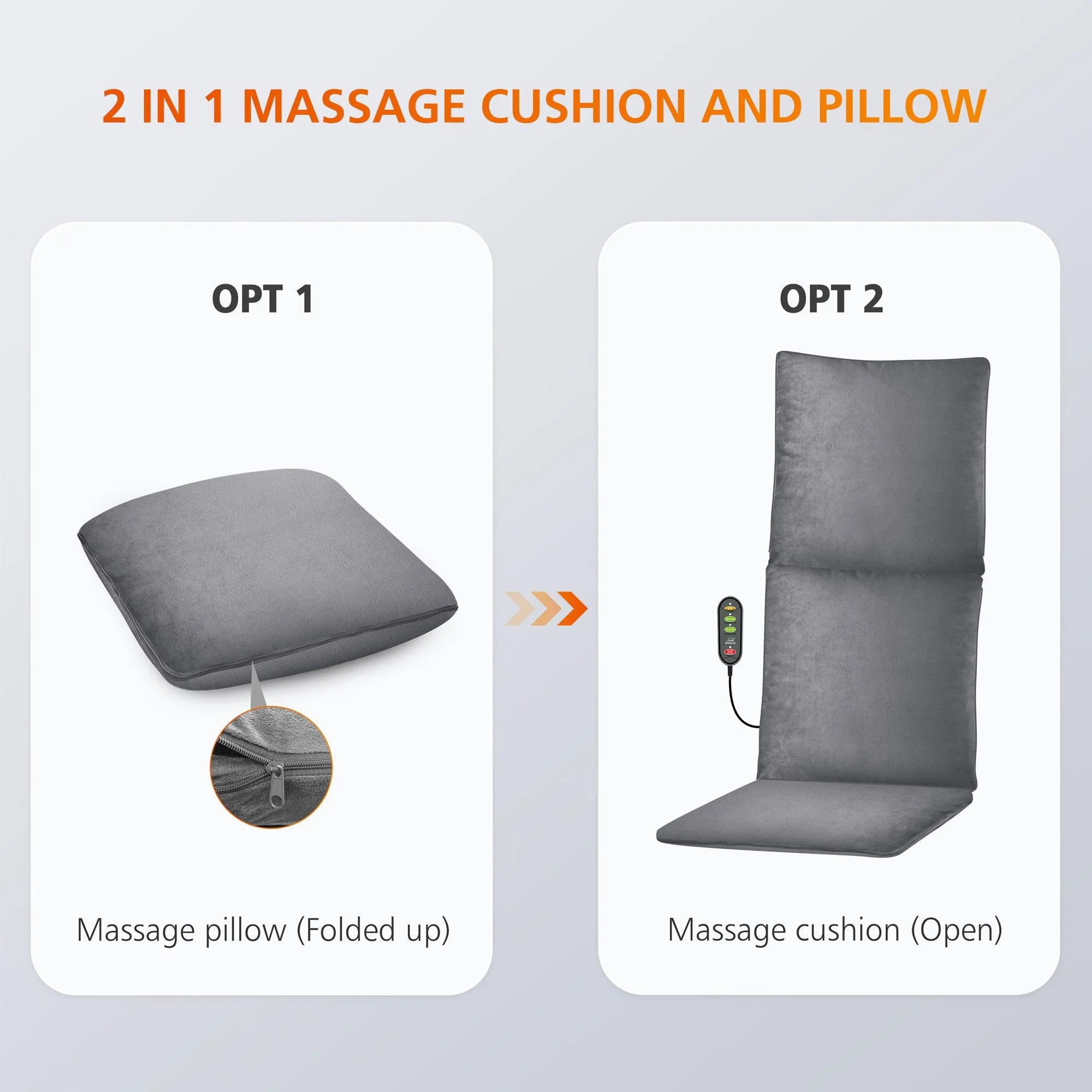 Massage Throw Pillow & Massage Seat Cushion with Heat, Vibrating - 609