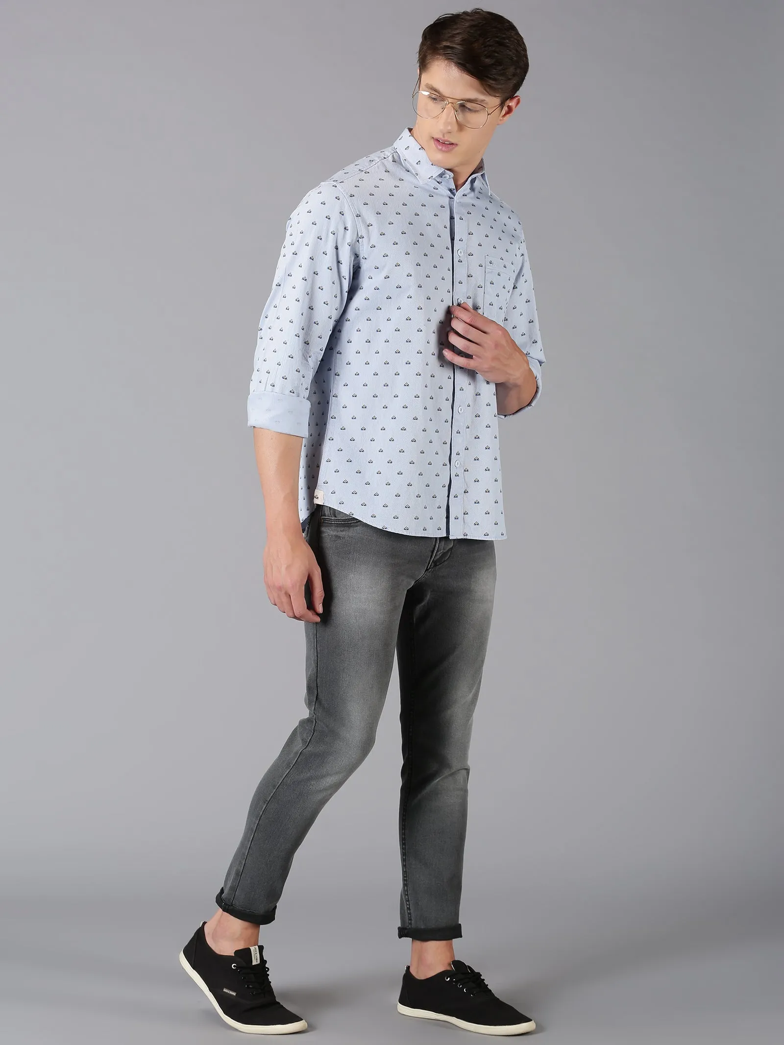 MEN'S BLUE PRINT SLIM FIT SHIRT