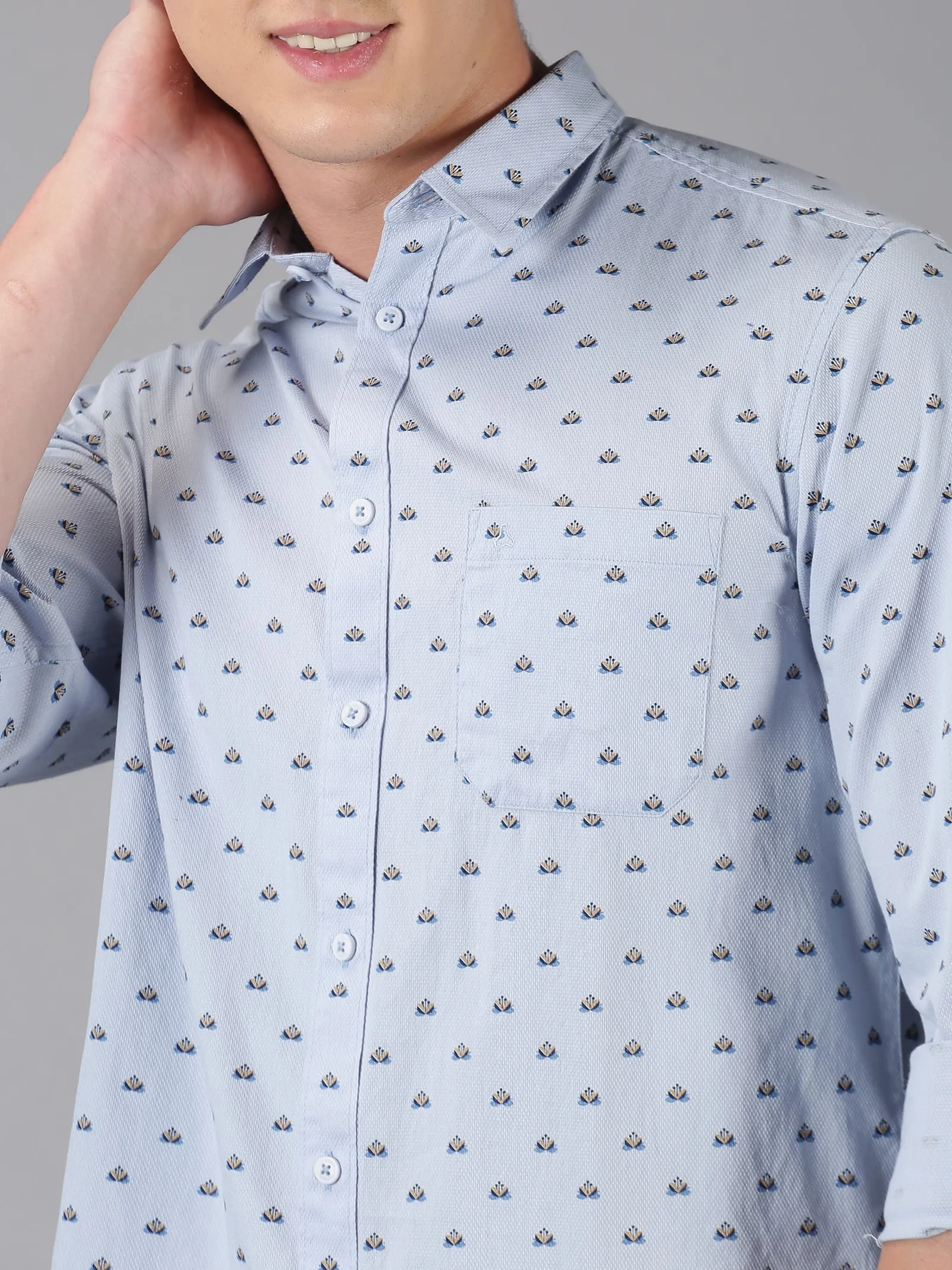 MEN'S BLUE PRINT SLIM FIT SHIRT