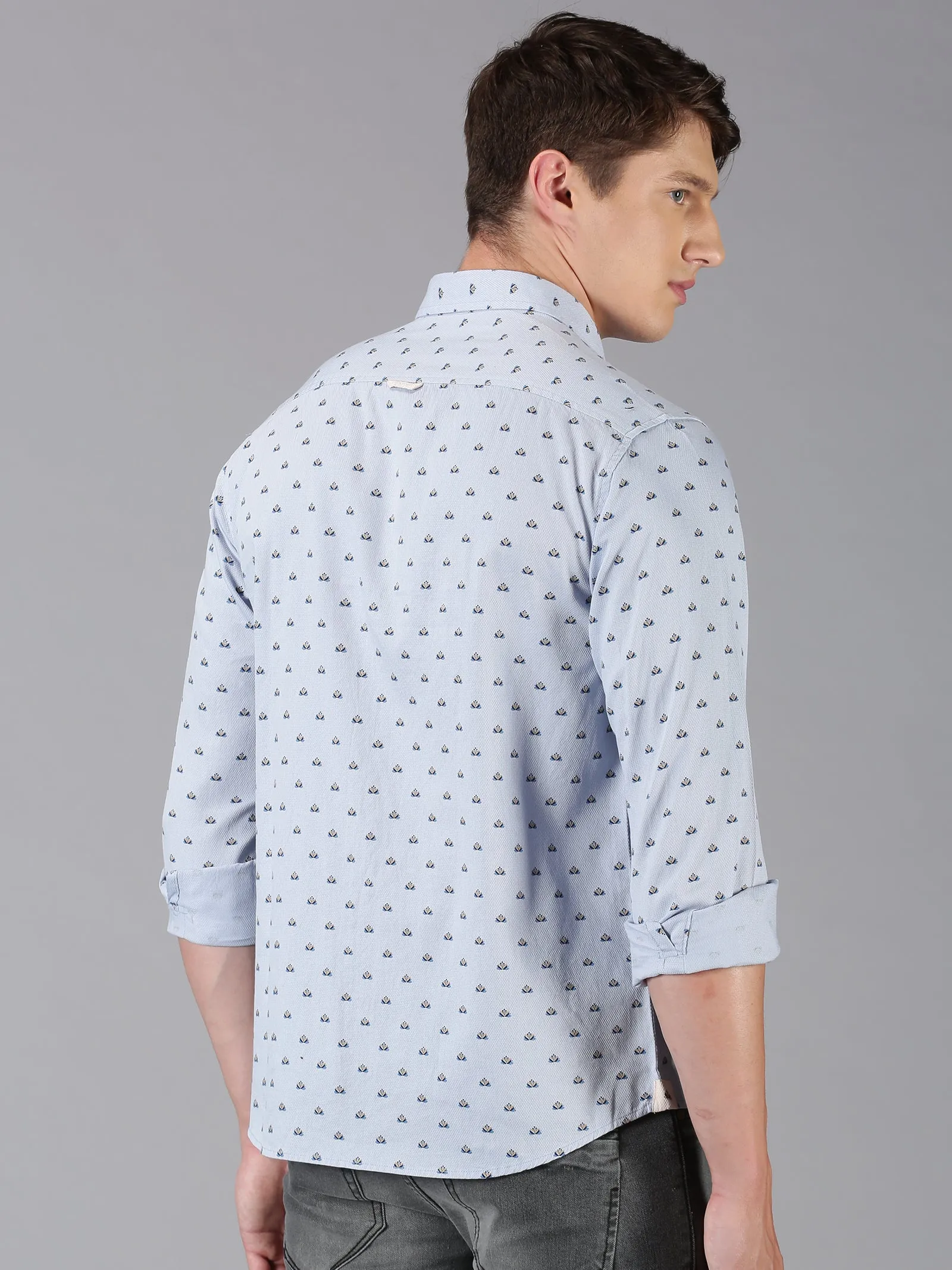 MEN'S BLUE PRINT SLIM FIT SHIRT