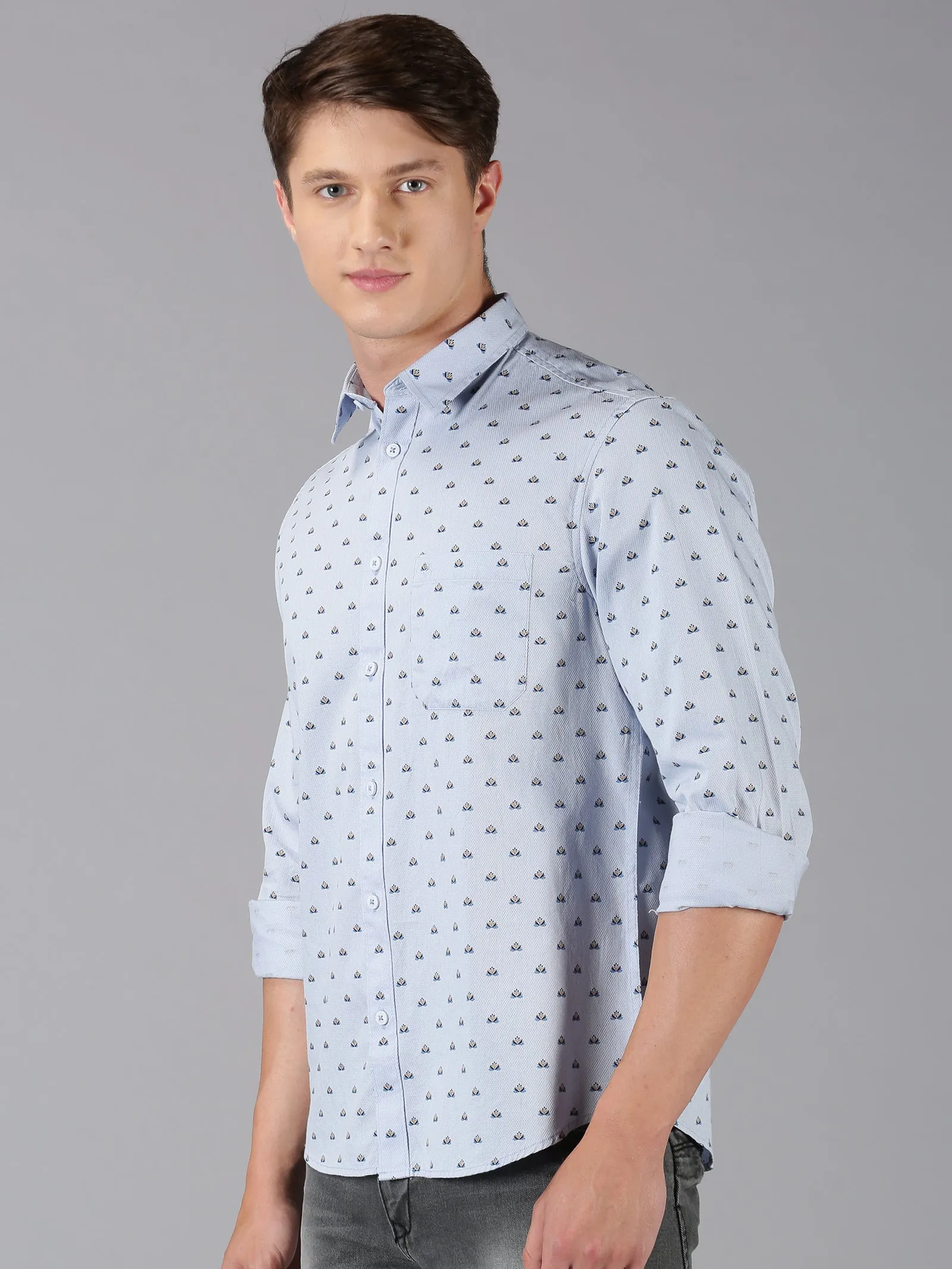 MEN'S BLUE PRINT SLIM FIT SHIRT