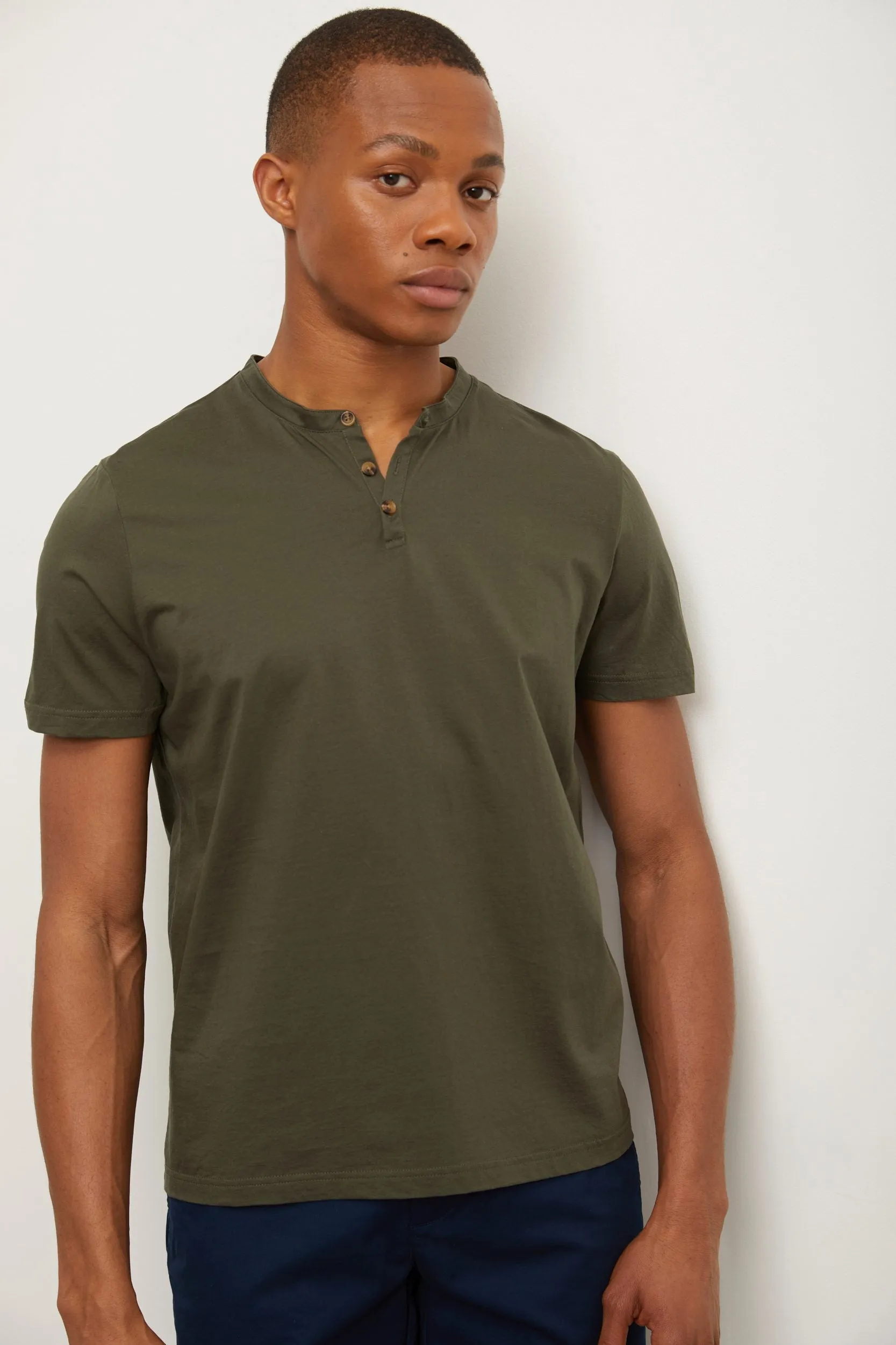 Mercerized henley t-shirt