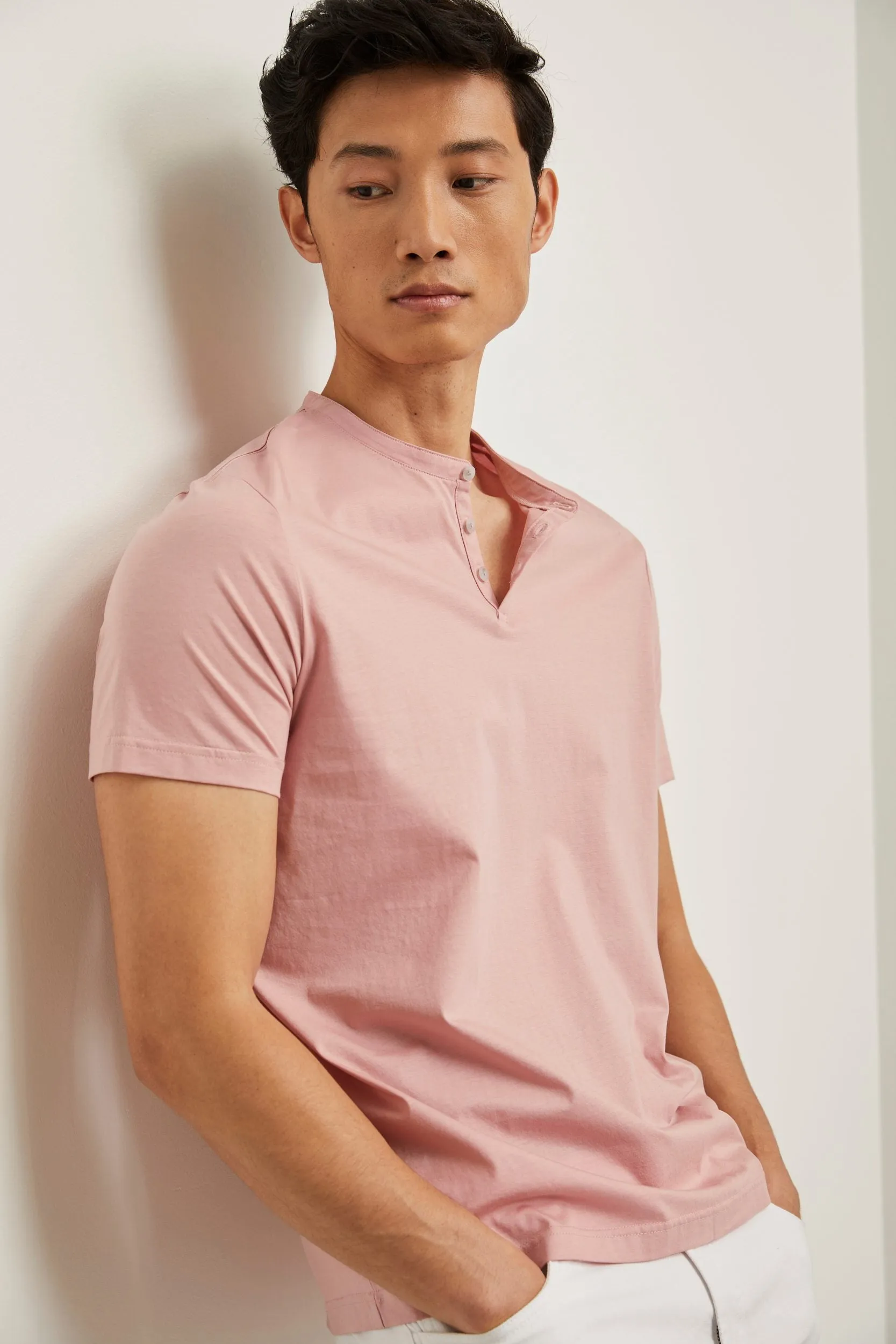 Mercerized henley t-shirt