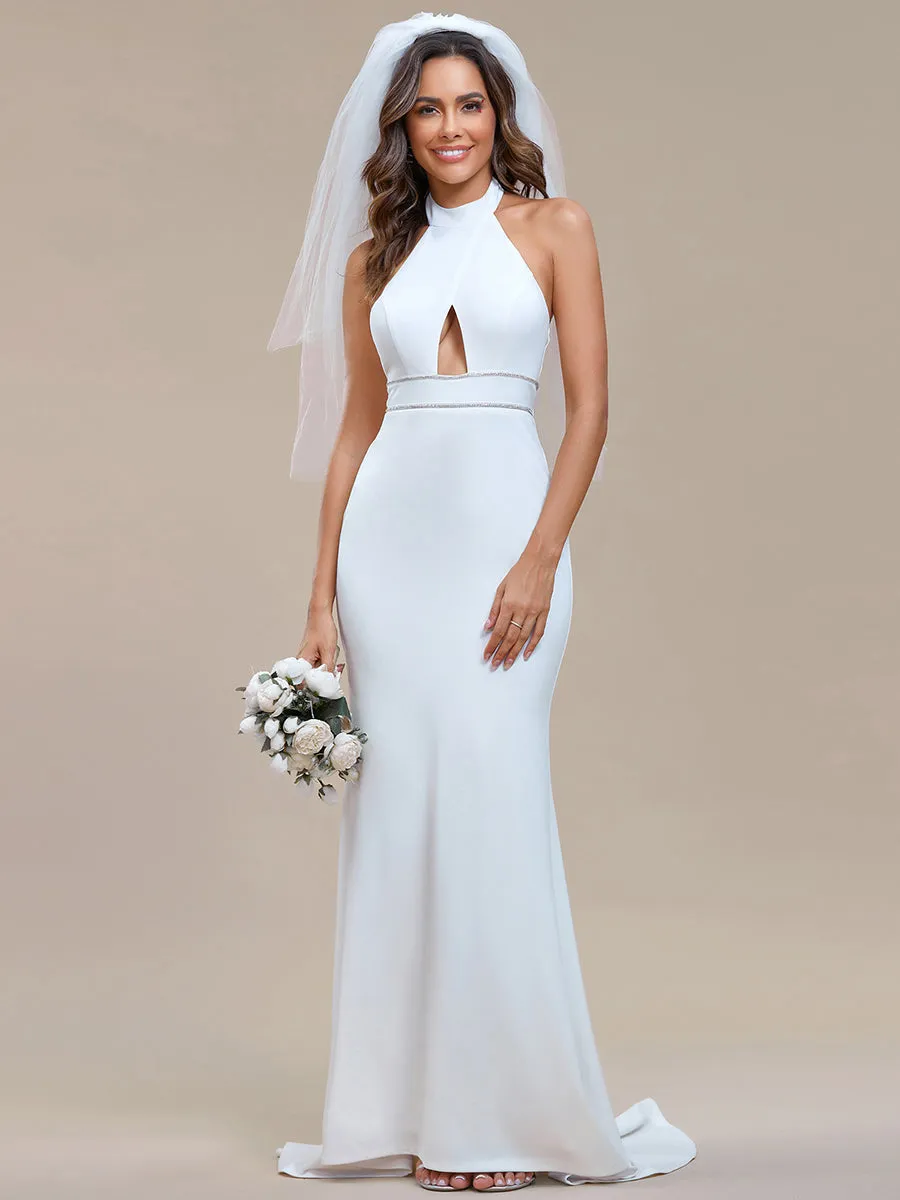 Mermaid Halter Neck Hollow Belted Wholesale Wedding Dresses