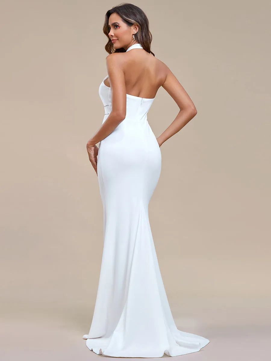 Mermaid Halter Neck Hollow Belted Wholesale Wedding Dresses