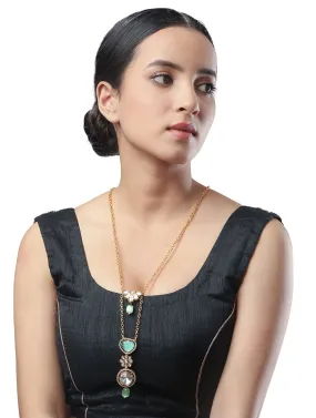 Micron gold polished brass, Onyx, Kundan Polki Necklace