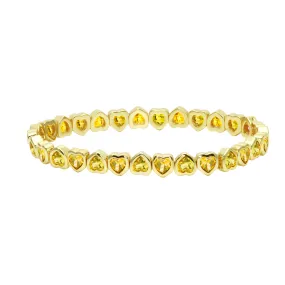 Mini Yellow Stretchy Bezel Heart Bracelet