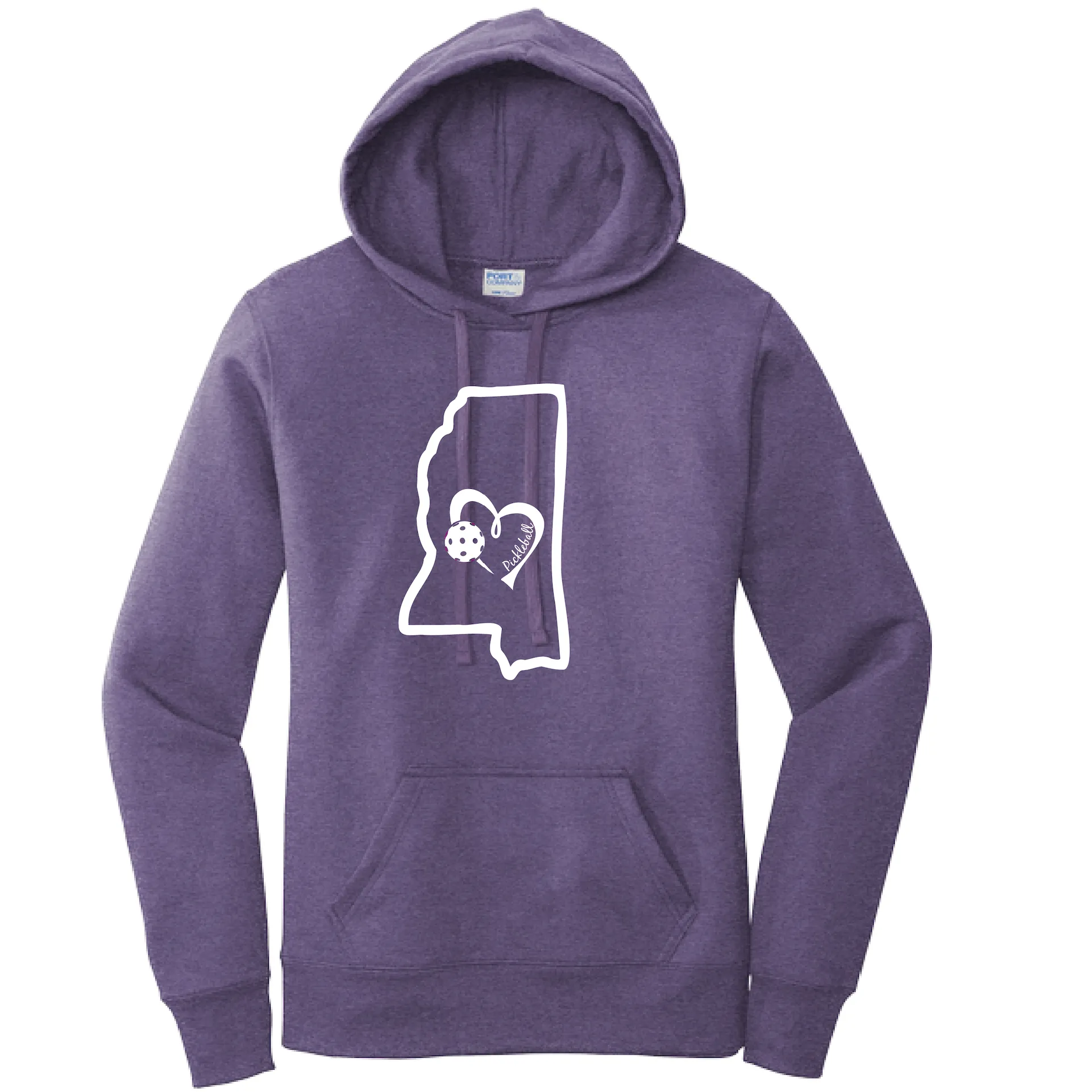 Mississippi State With Heart Pickleball | Women’s Fitted Hoodie Pickleball Sweatshirt | 50% Cotton 50% Poly Fleece