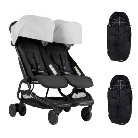 Mountain Buggy Nano Duo with 2x Sleeping Bags - Silver