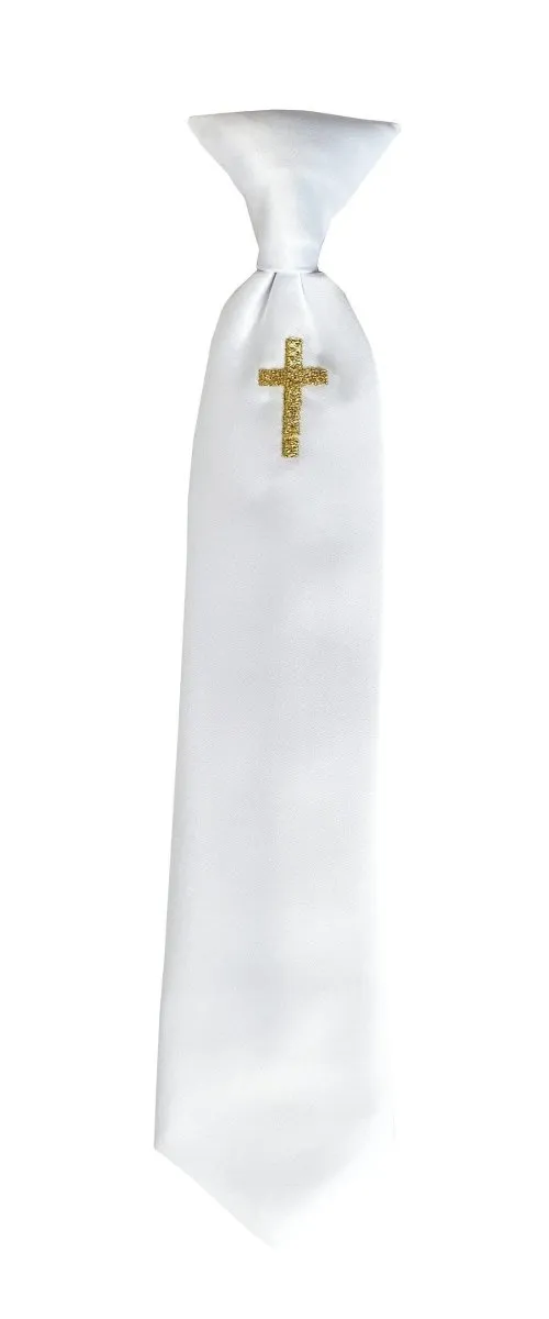 Necktie Embroidery Religious Cross for Boys First Holy Communion