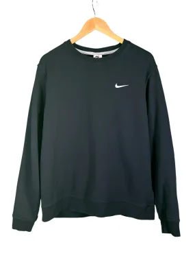 Nike Classic Swoosh Embroidered Black Crewneck Sweater Size XL