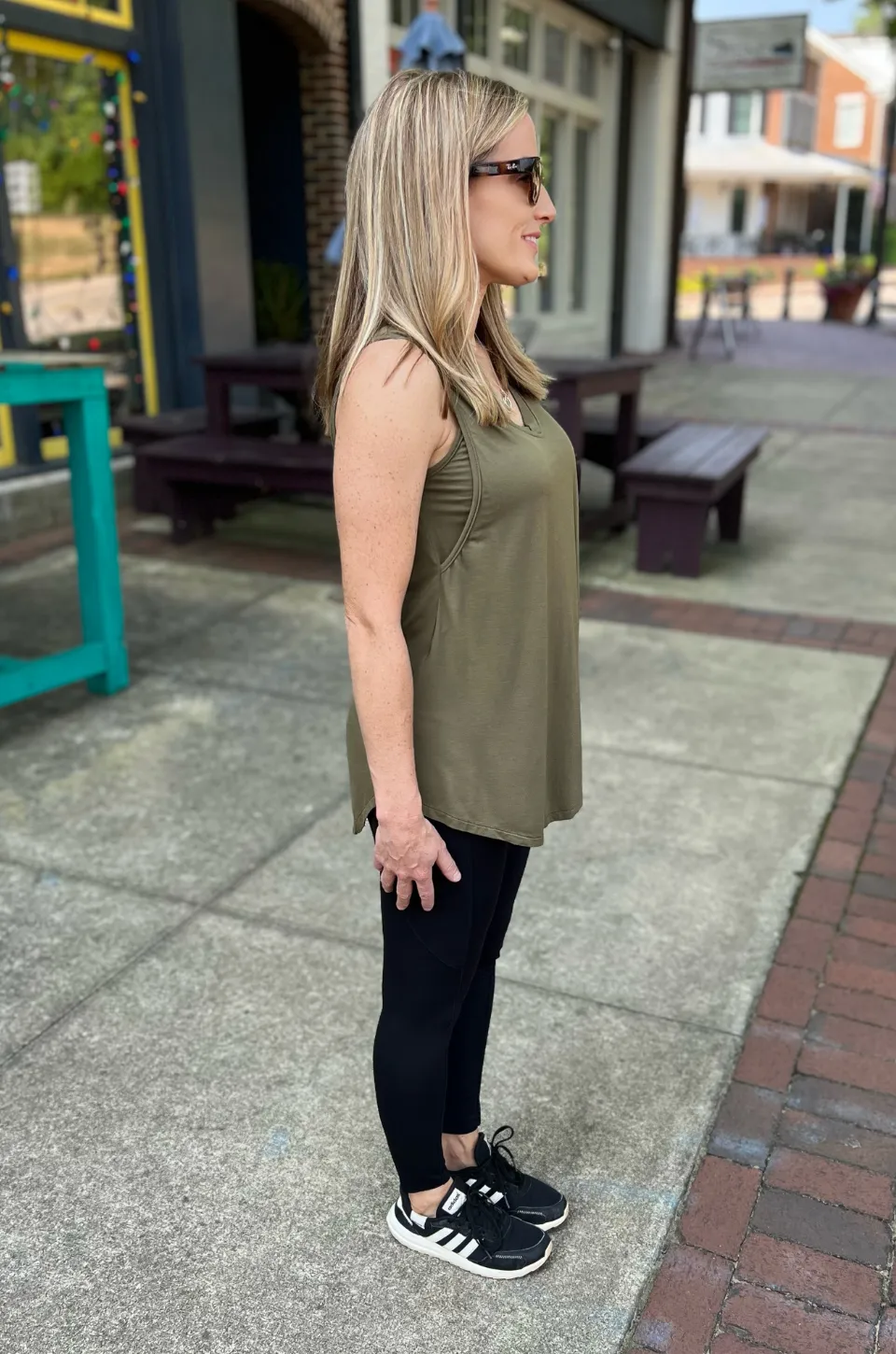 Nursing Swing Tank Top With Side Opening - Olive