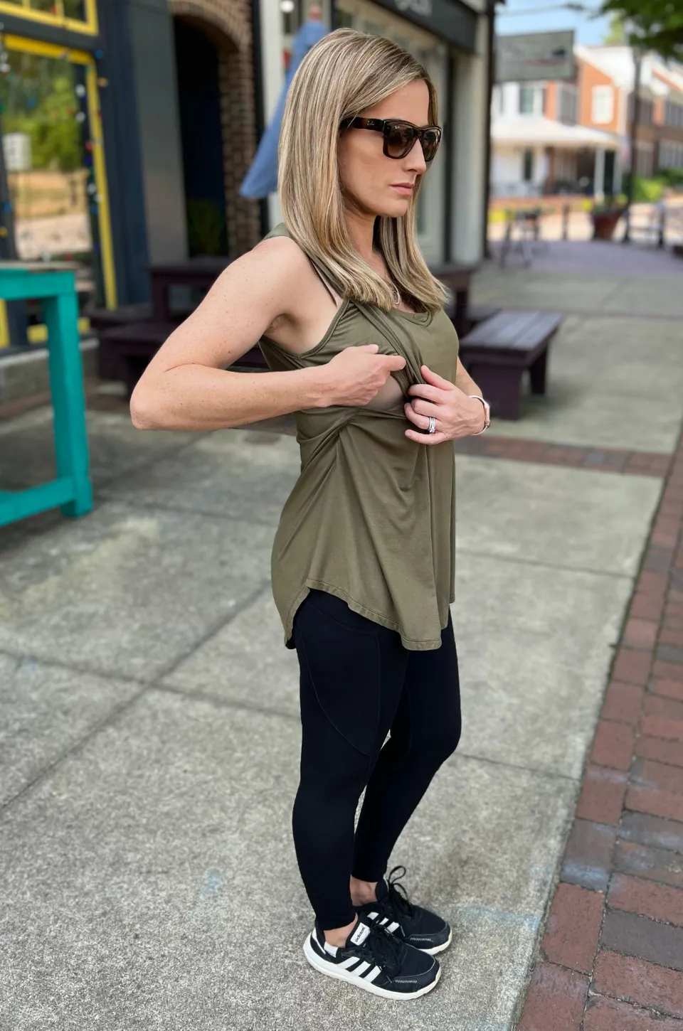 Nursing Swing Tank Top With Side Opening - Olive