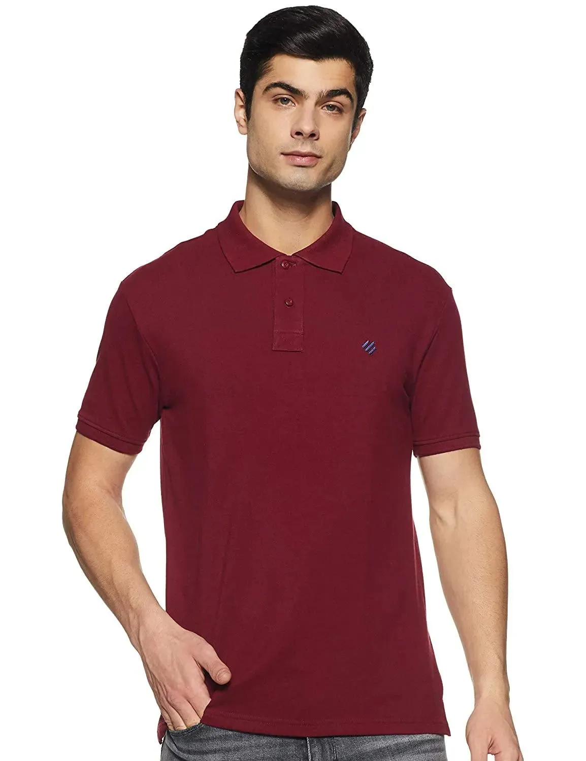 ONN Men's Cotton Polo T-Shirt (Pack of 2) in Solid Bright Blue-Maroon colours