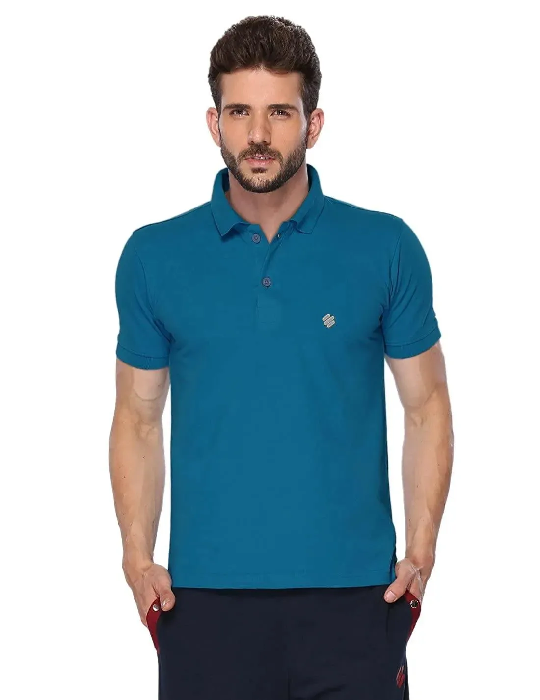 ONN Men's Cotton Polo T-Shirt (Pack of 2) in Solid Bright Blue-Maroon colours