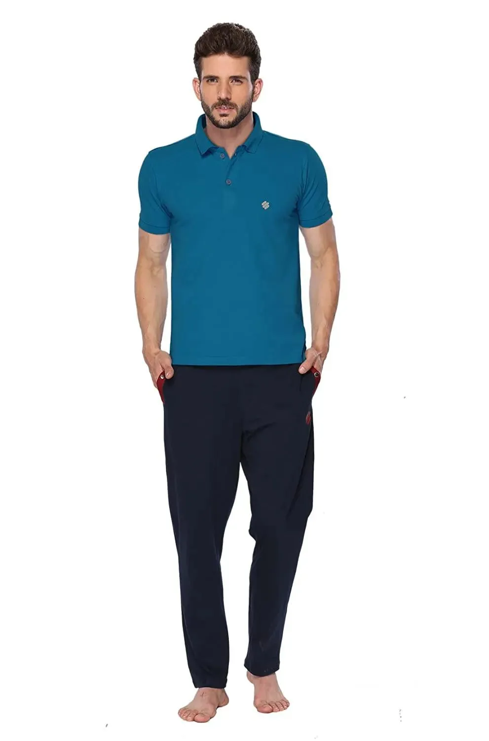 ONN Men's Cotton Polo T-Shirt (Pack of 2) in Solid Bright Blue-Maroon colours