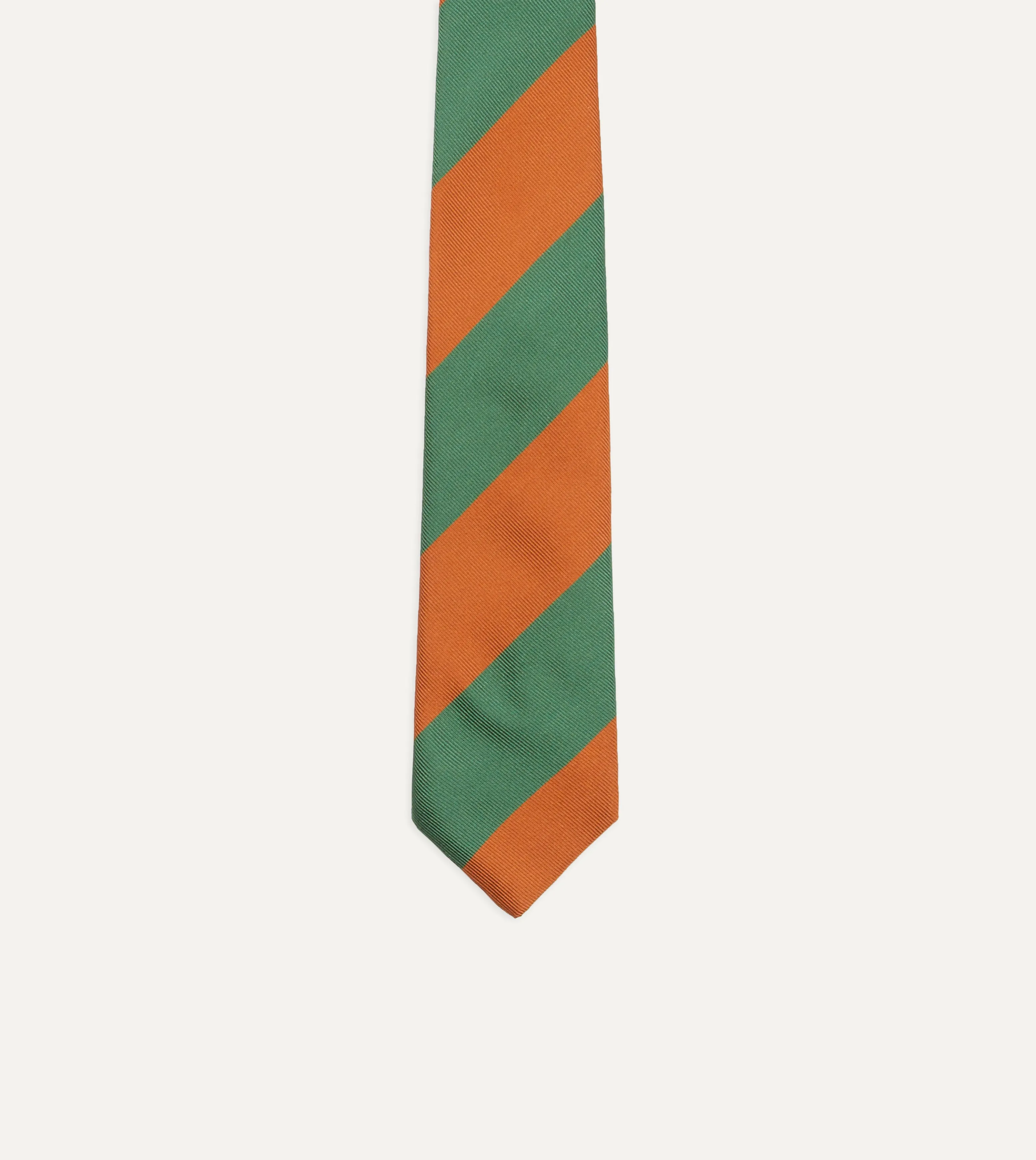 Orange and Green Wide Stripe Repp Silk Tipped Tie