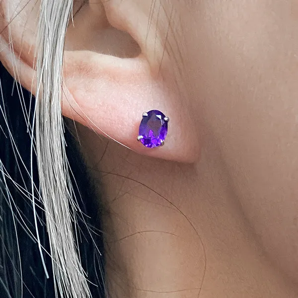 Oval Amethyst Earrings