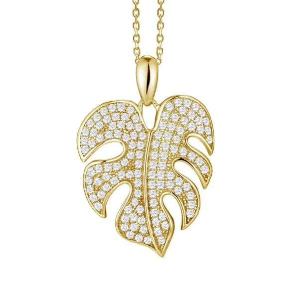 Pavé Monstera Leaf Pendant