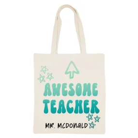 Personalized Teacher Canvas Tote Bag - Awesome Teacher