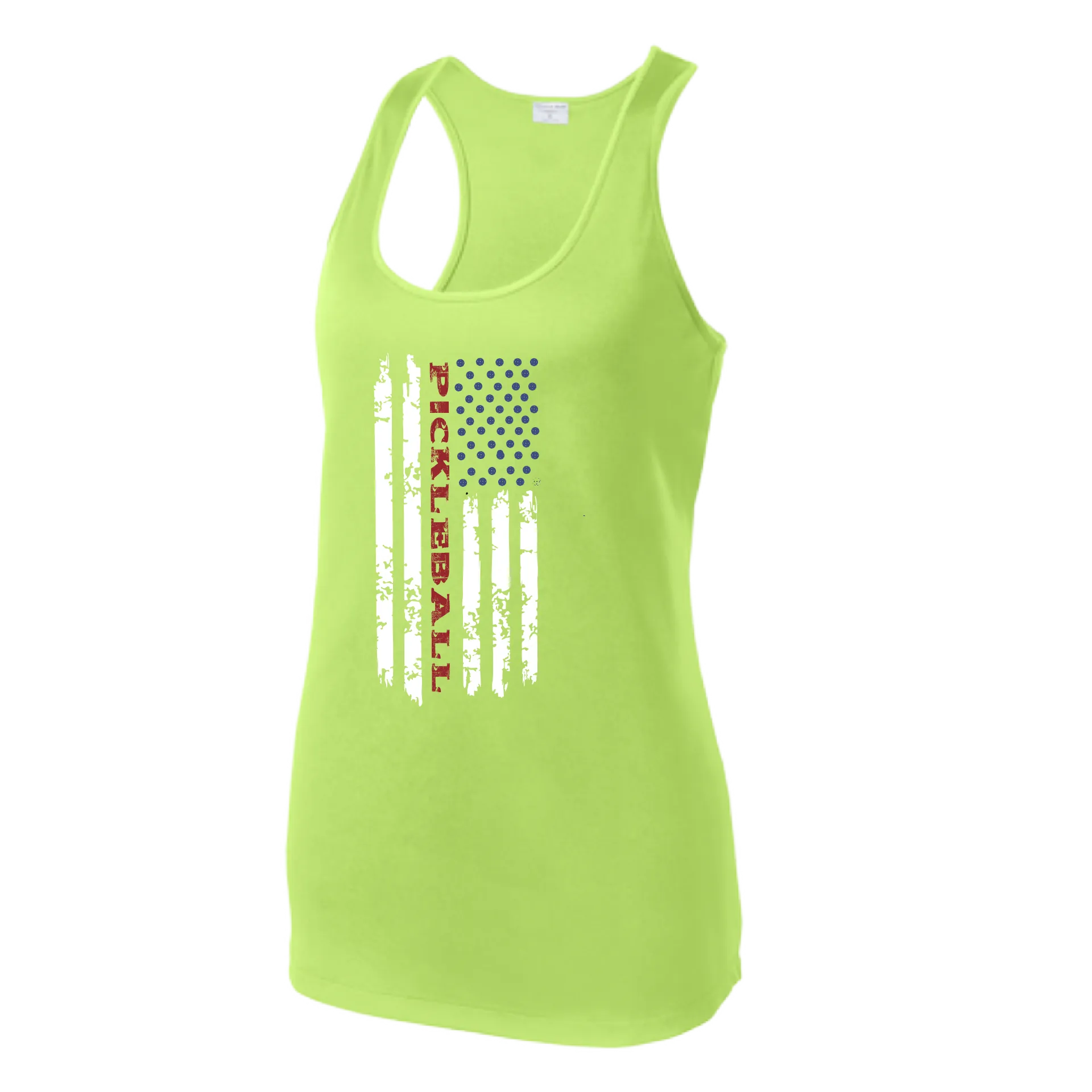 Pickleball Flag (Customizable) | Women’s Racerback Tank | 100% Polyester