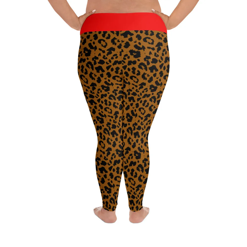 Plus Size Leggings Leopard and Red