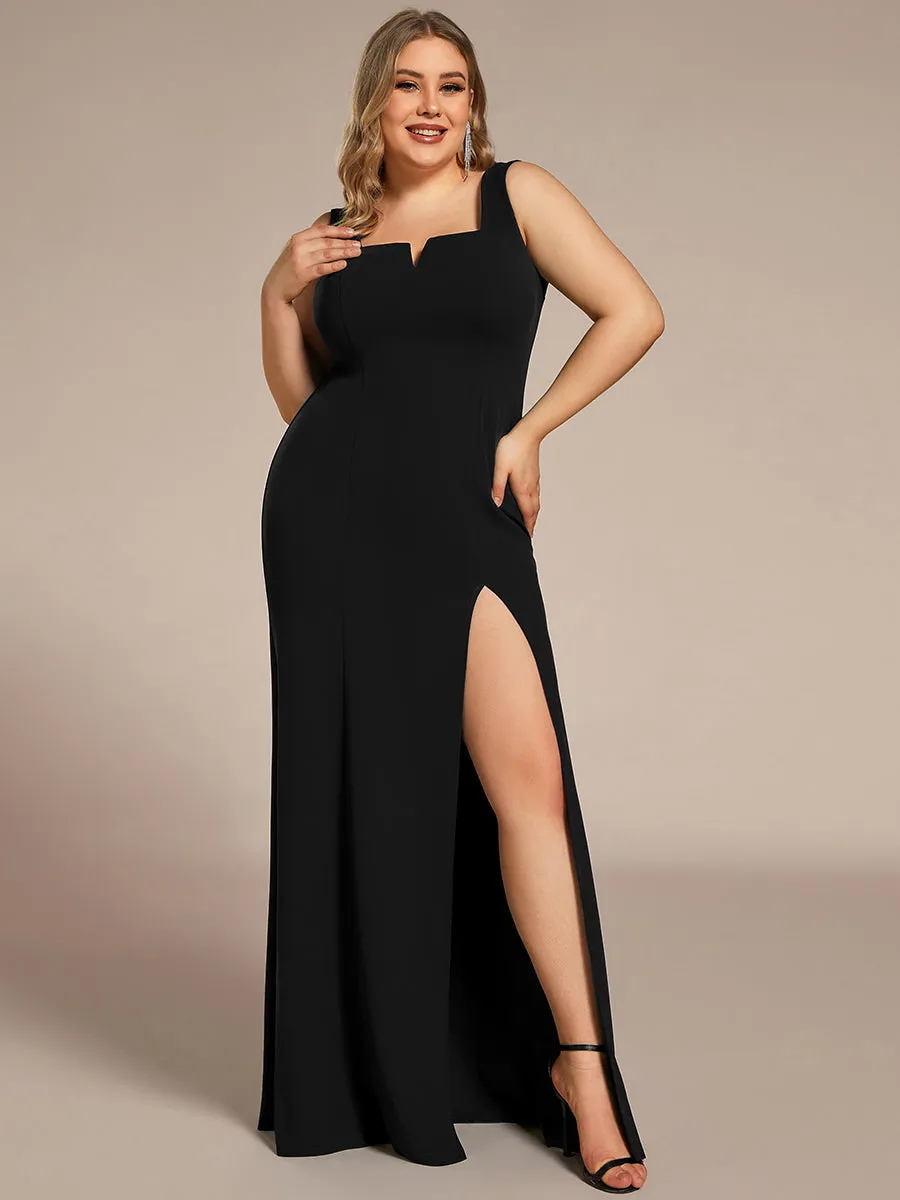 Plus Square Neck High Split Mermaid Wholesale Evening Dresses