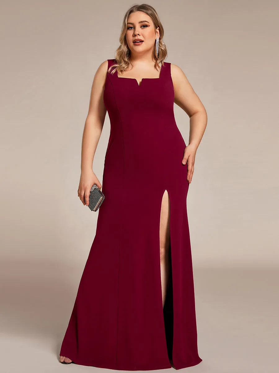 Plus Square Neck High Split Mermaid Wholesale Evening Dresses