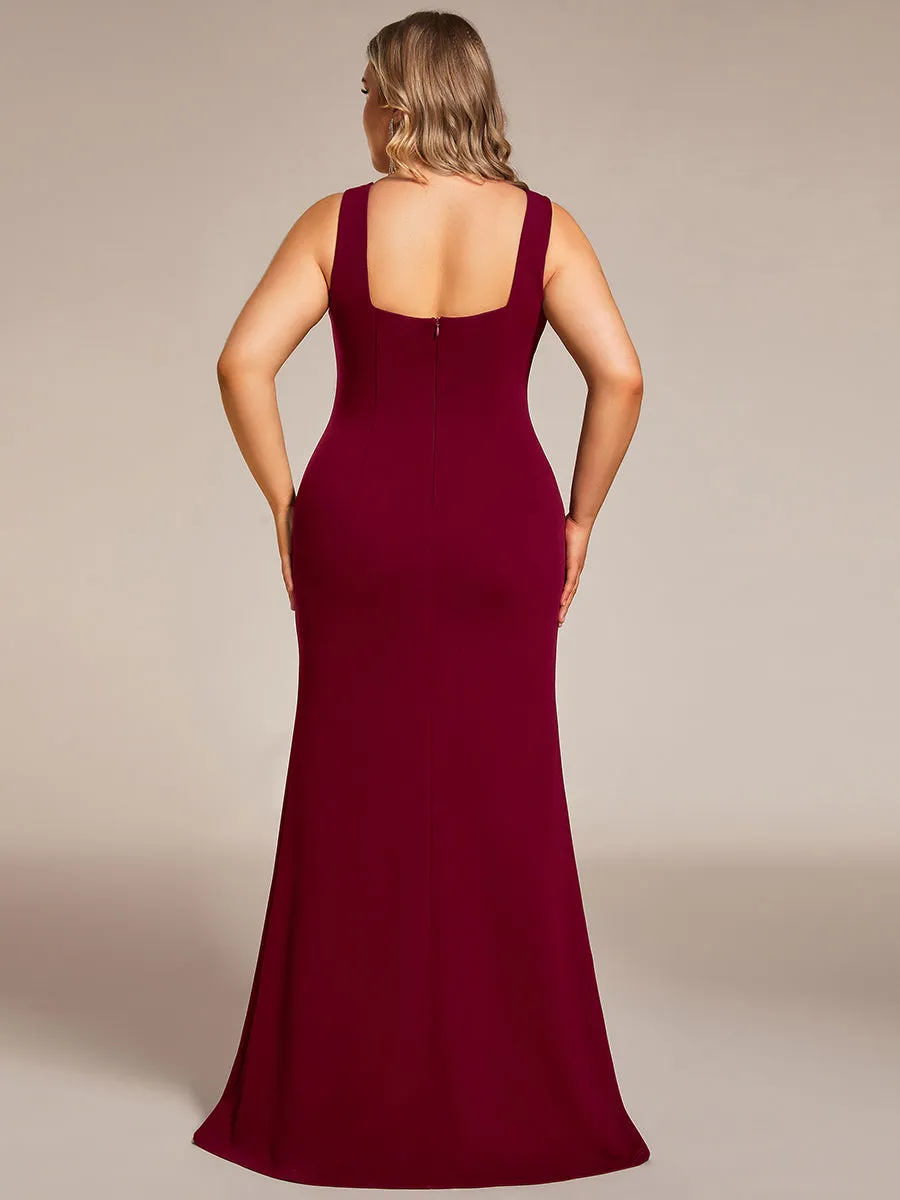 Plus Square Neck High Split Mermaid Wholesale Evening Dresses