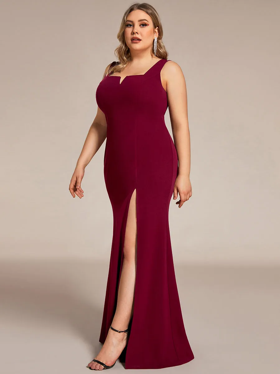 Plus Square Neck High Split Mermaid Wholesale Evening Dresses