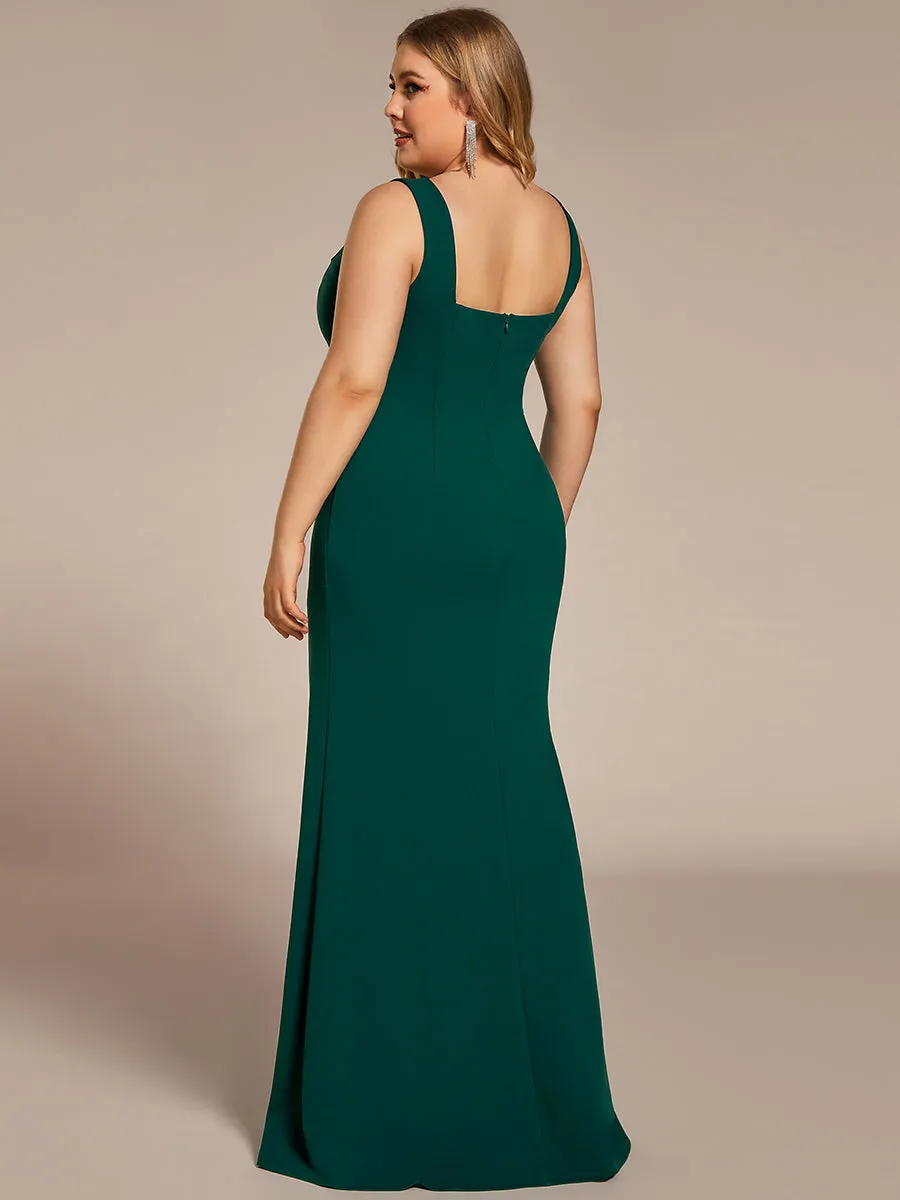 Plus Square Neck High Split Mermaid Wholesale Evening Dresses